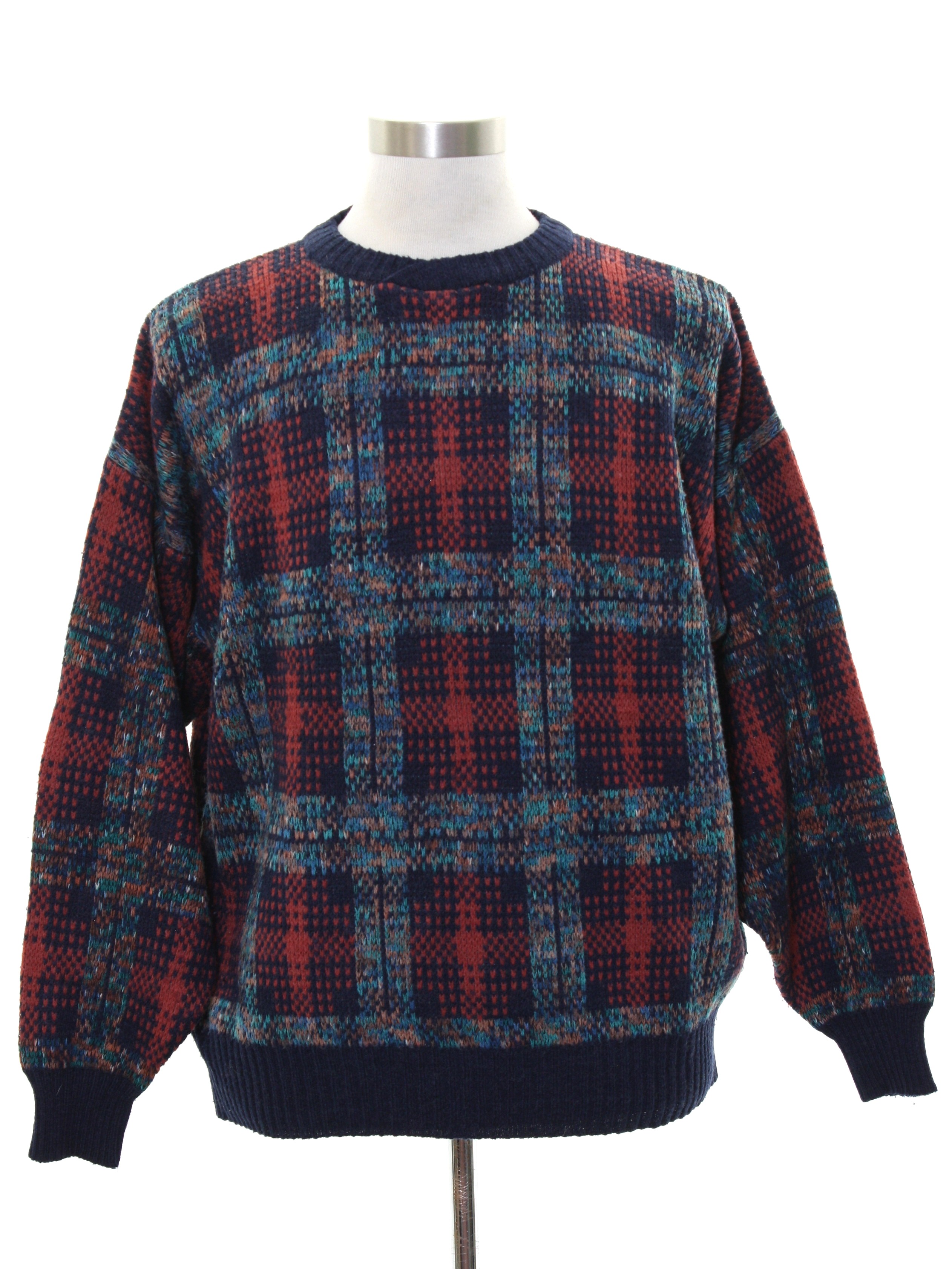 1980's Vintage Bugle Boy Co. Sweater: 80s -Bugle Boy Co.- Mens multi ...