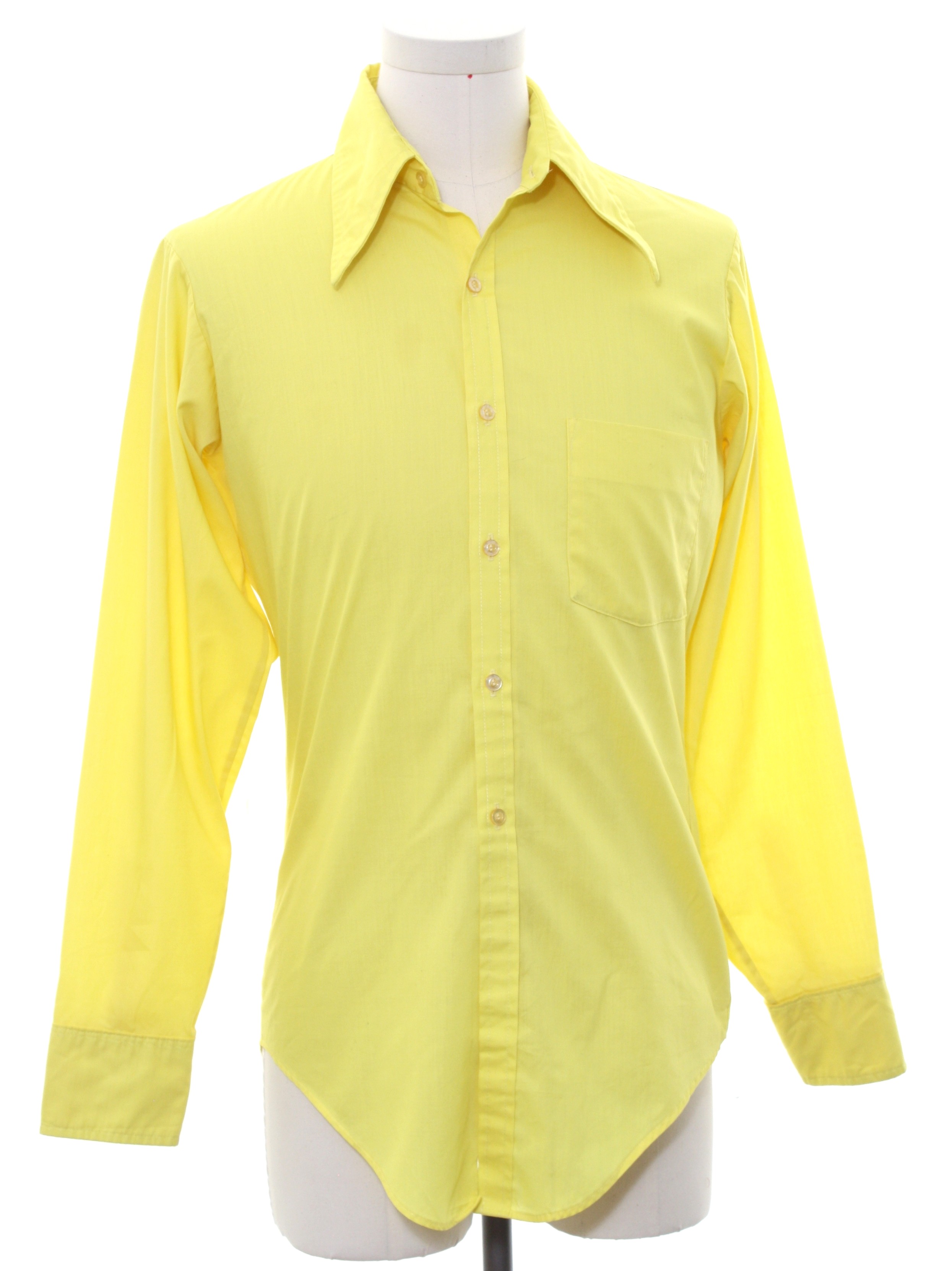 1970's Retro Shirt: 70s -Van Heusen Gear- Mens sunny yellow polyester ...