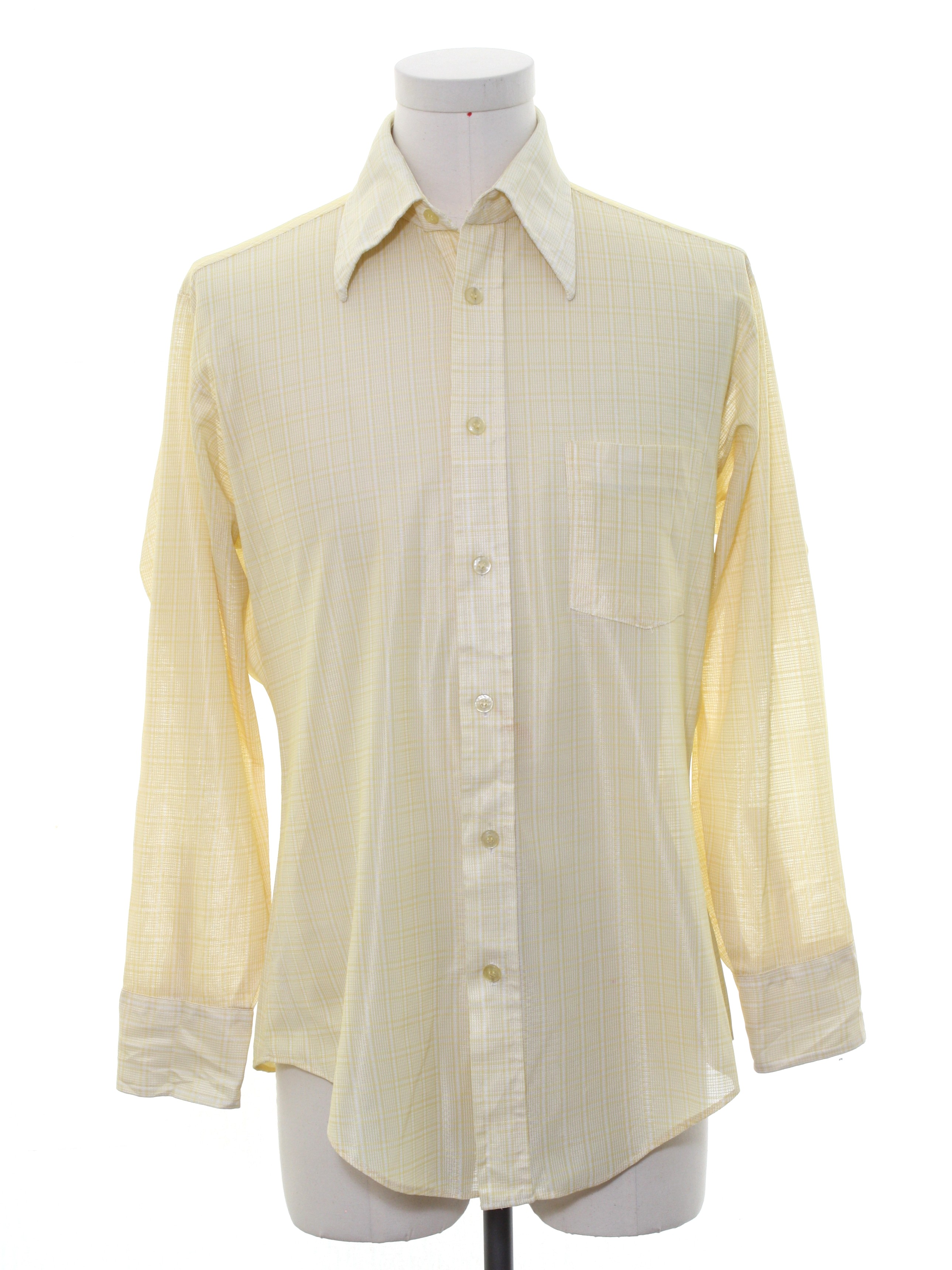 1970's Print Disco Shirt (Sears): Early 70s -Sears- Mens gold and white ...