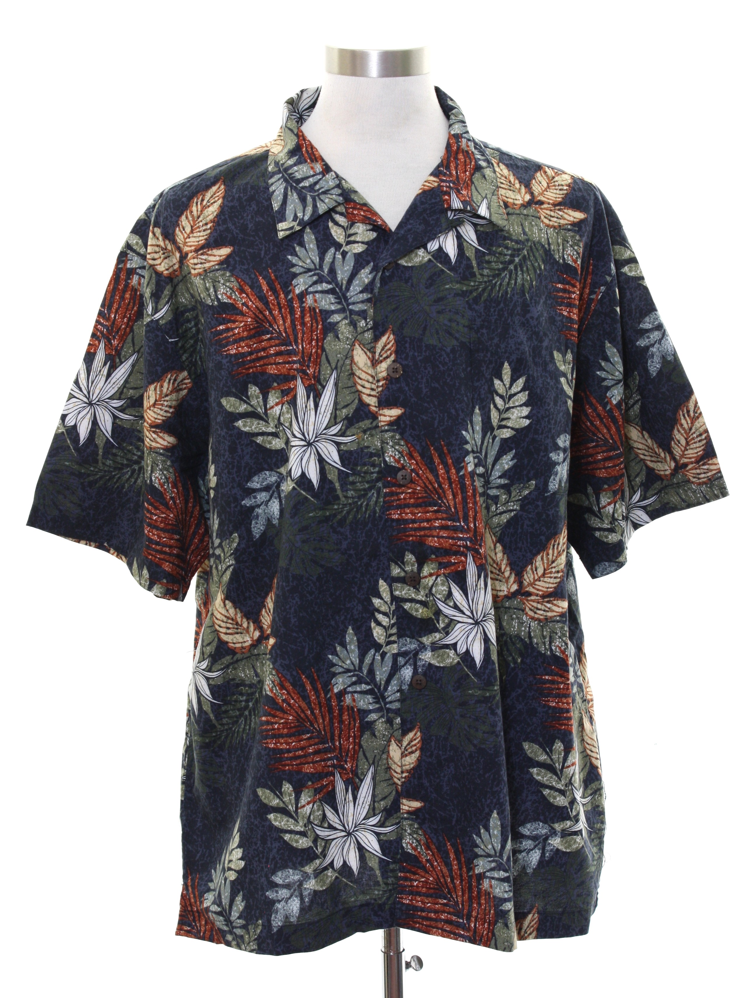 Vintage 90s Hawaiian Shirt: 90s -American Canvas- Mens black background ...