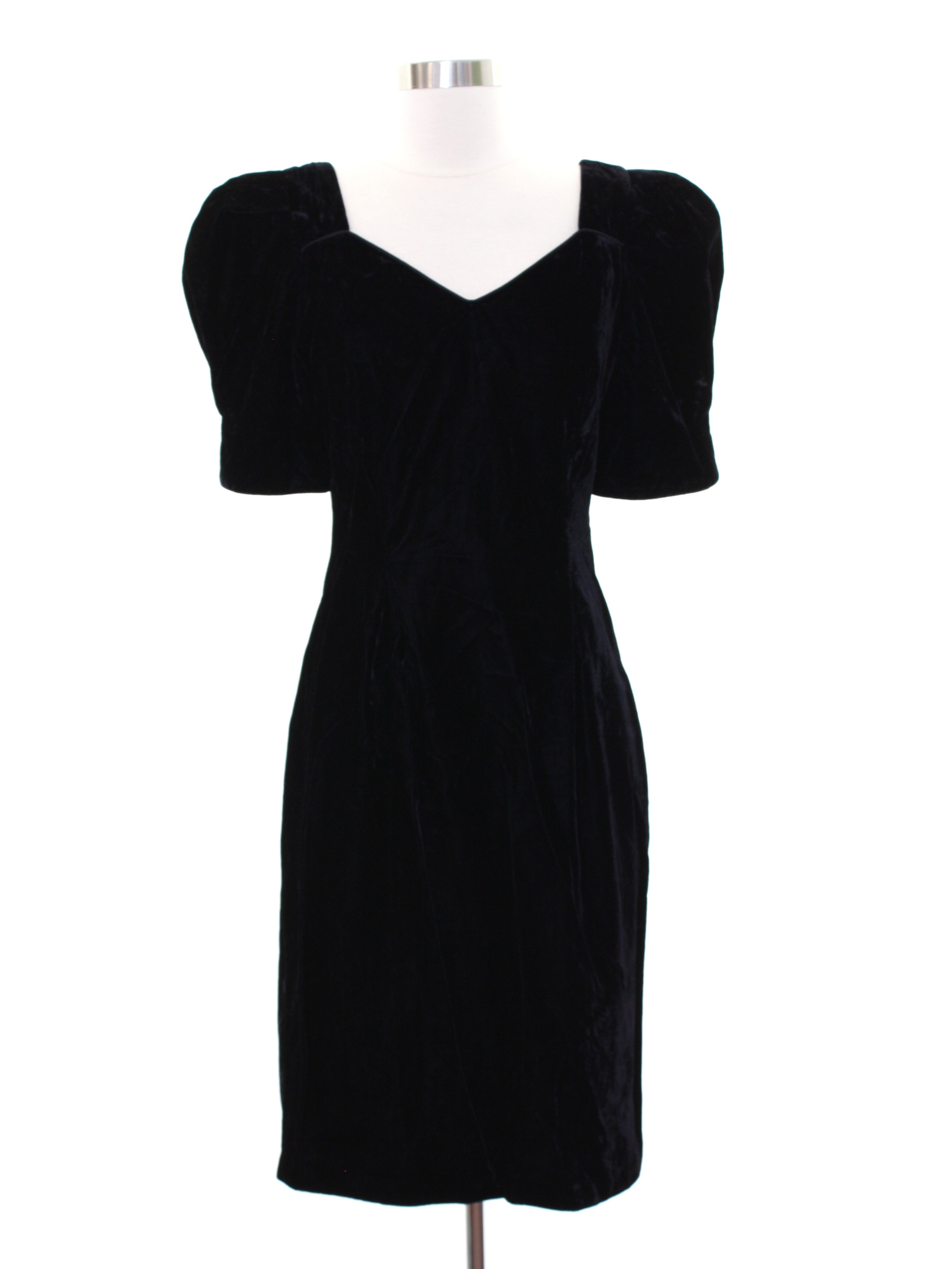 80's Vintage Cocktail Dress: 80s -Filigree- Womens black acetate nylon ...