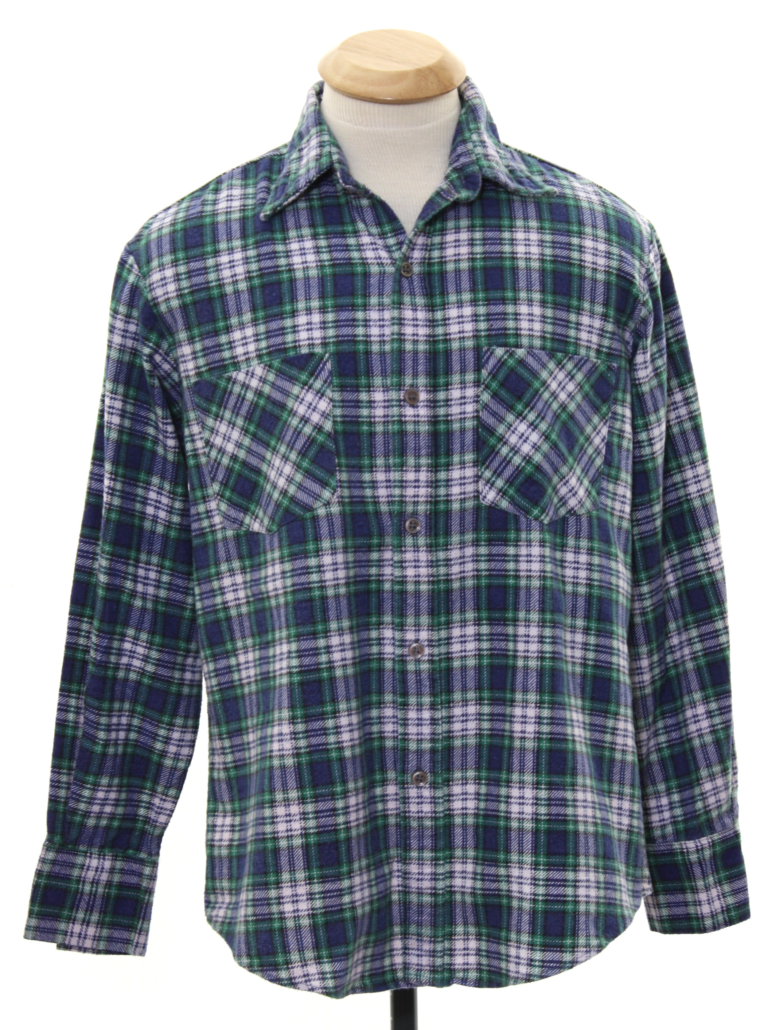 Vintage 1990's Shirt: 90s or newer -Royal Choice- Mens blue green and ...