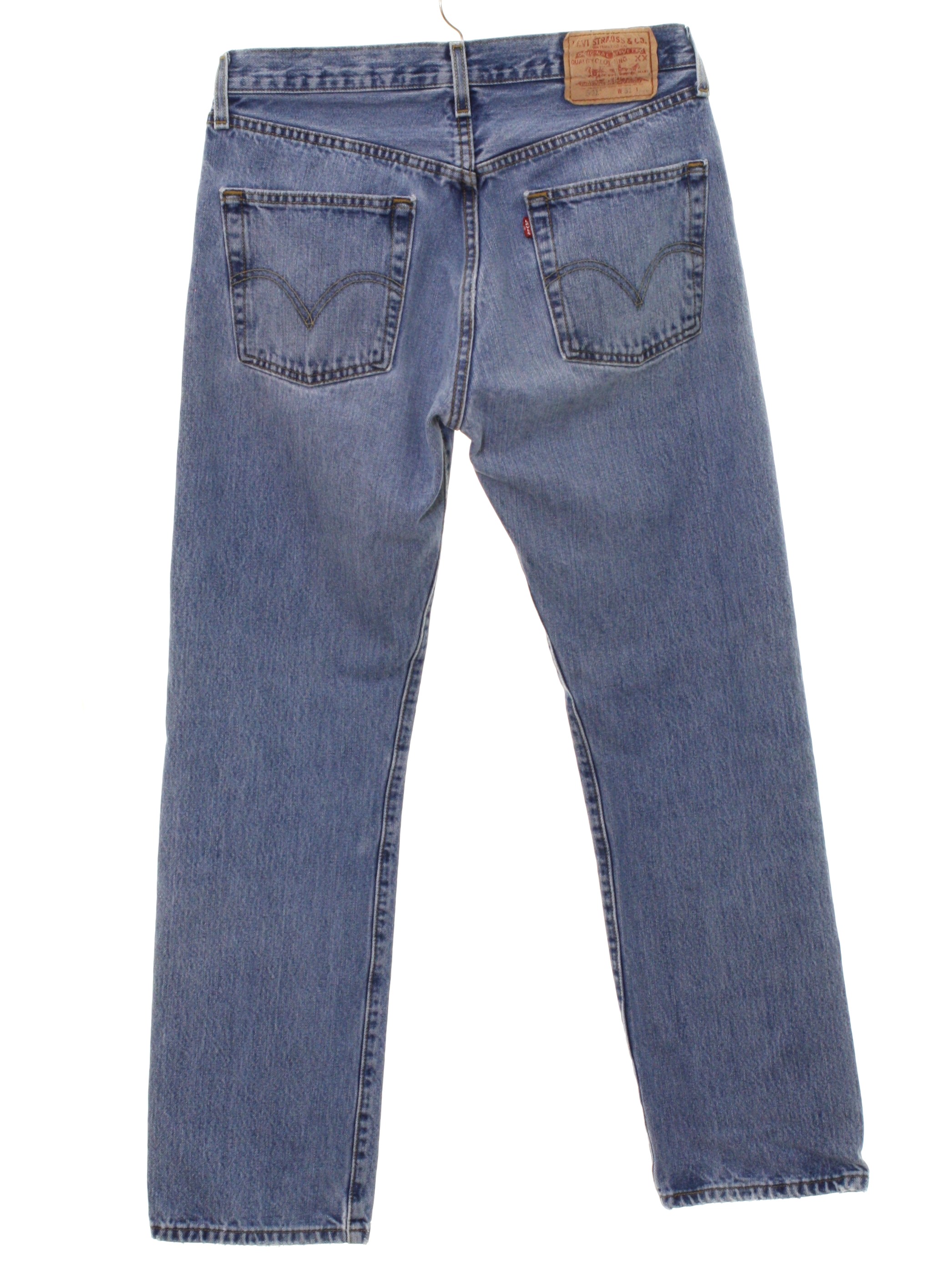 1990's Retro Pants: 90s -Levis 501- Mens faded blue cotton denim ...