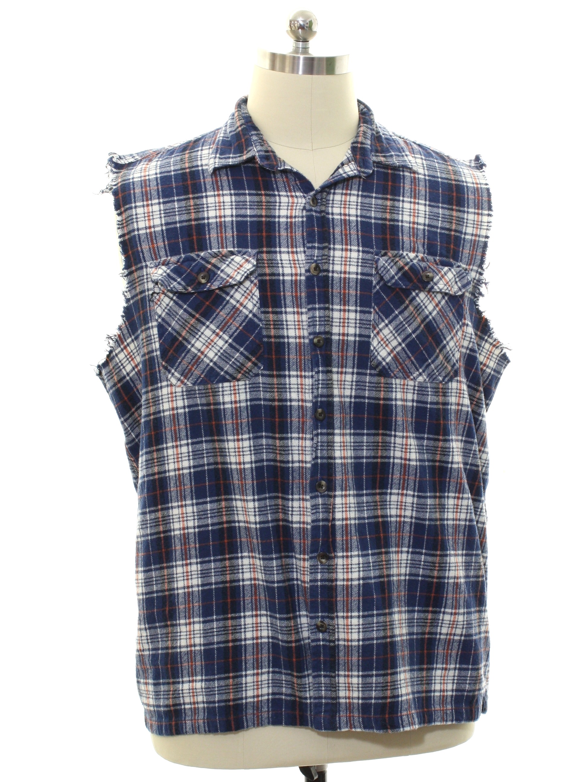 Sleeveless Shirt: 90s -Great Northwest Clothing Company- Mens Navy ...