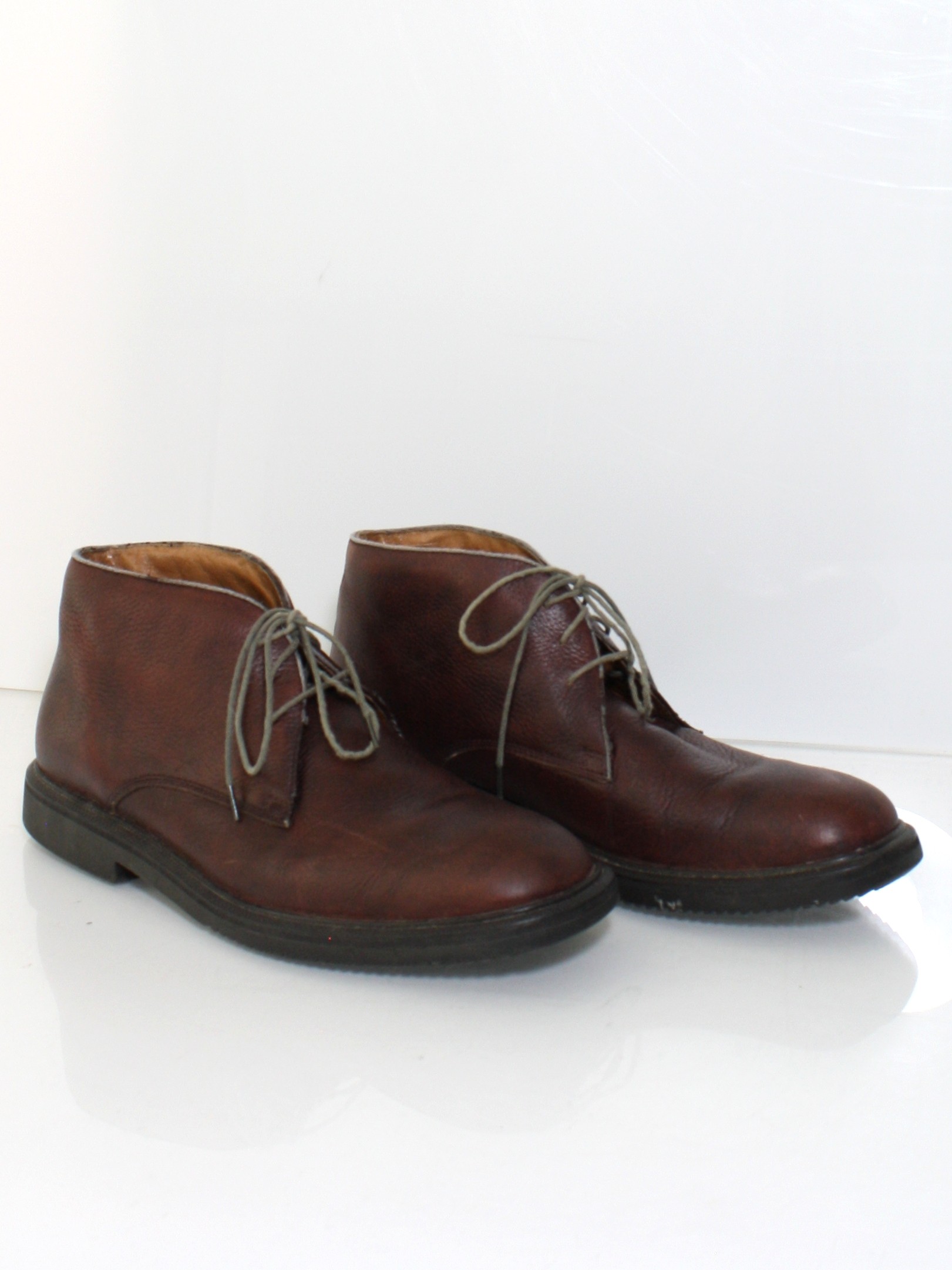 1990's Retro Shoes: 90s -Hush Puppies- Mens brown leather three grommet ...