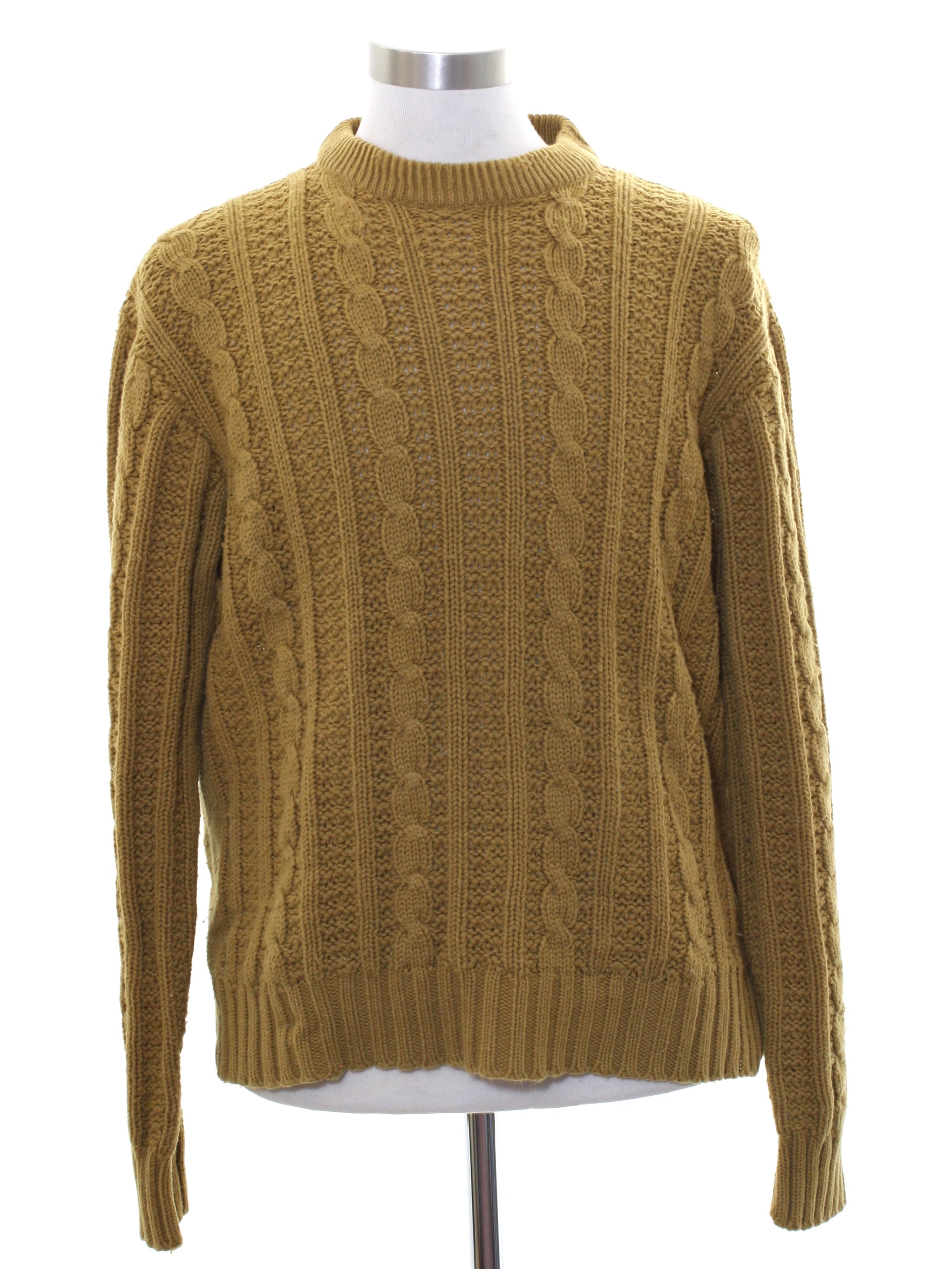 Retro Seventies Sweater: 70s -Repage- Mens gold acrylic cable knit ...