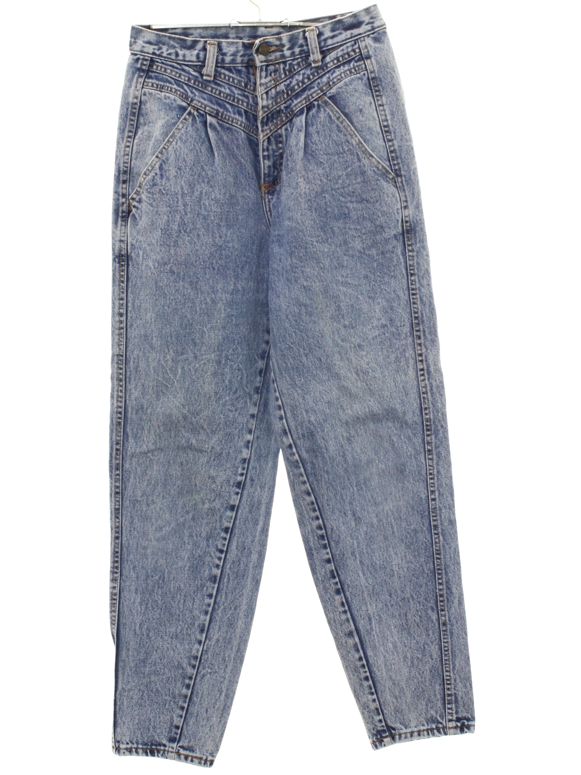 Ord Meander reservedele 80s Retro Pants: 80s -Zena USA- Womens acid wash blue cotton denim high  waisted totally 80s tapered leg baggy fit jeans pants with diagonal side  entry front pockets, no back pockets. Slightly