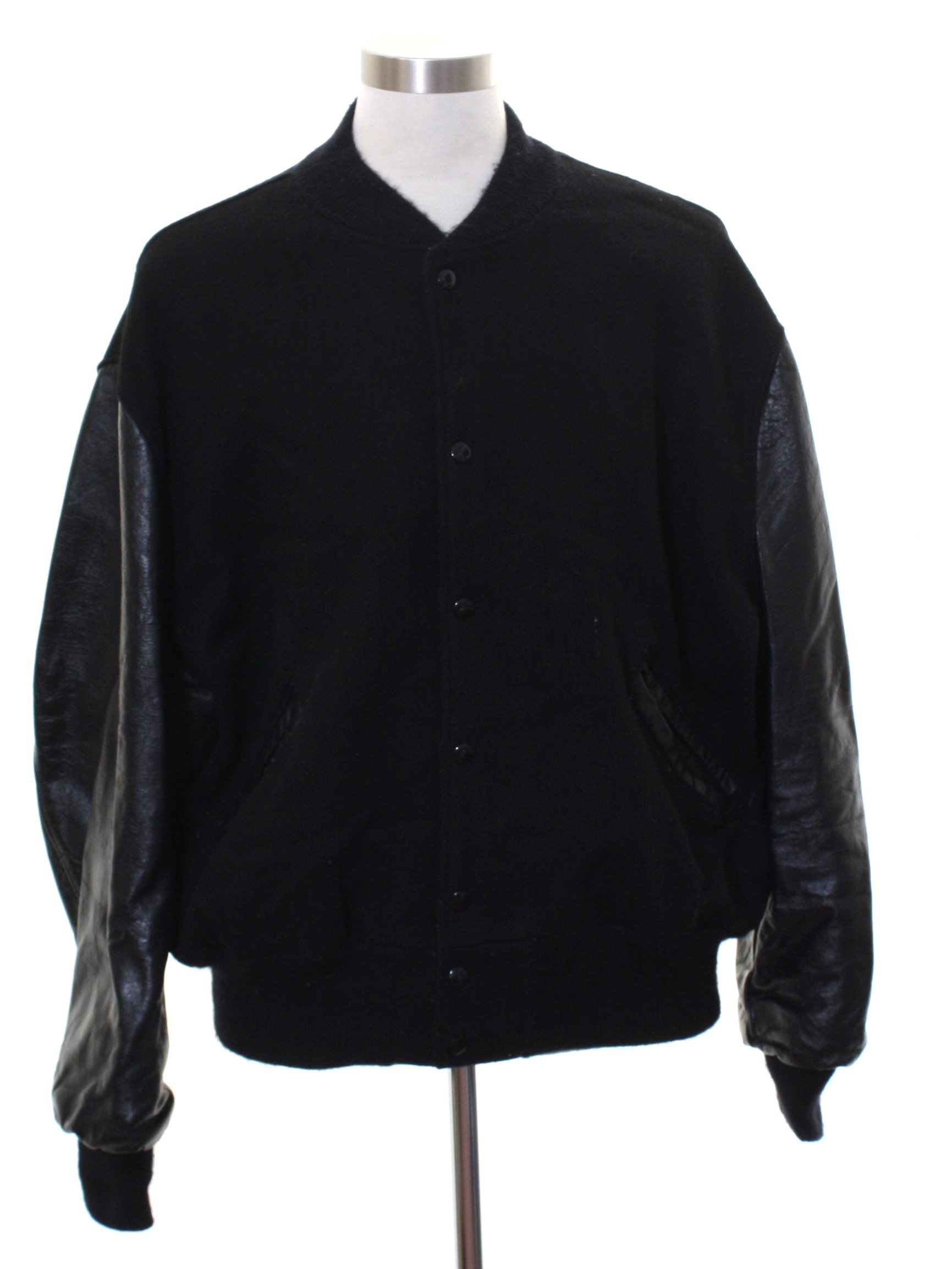 Retro Sixties Jacket: 60s -DeLong Sportswear- Mens black smooth leather ...