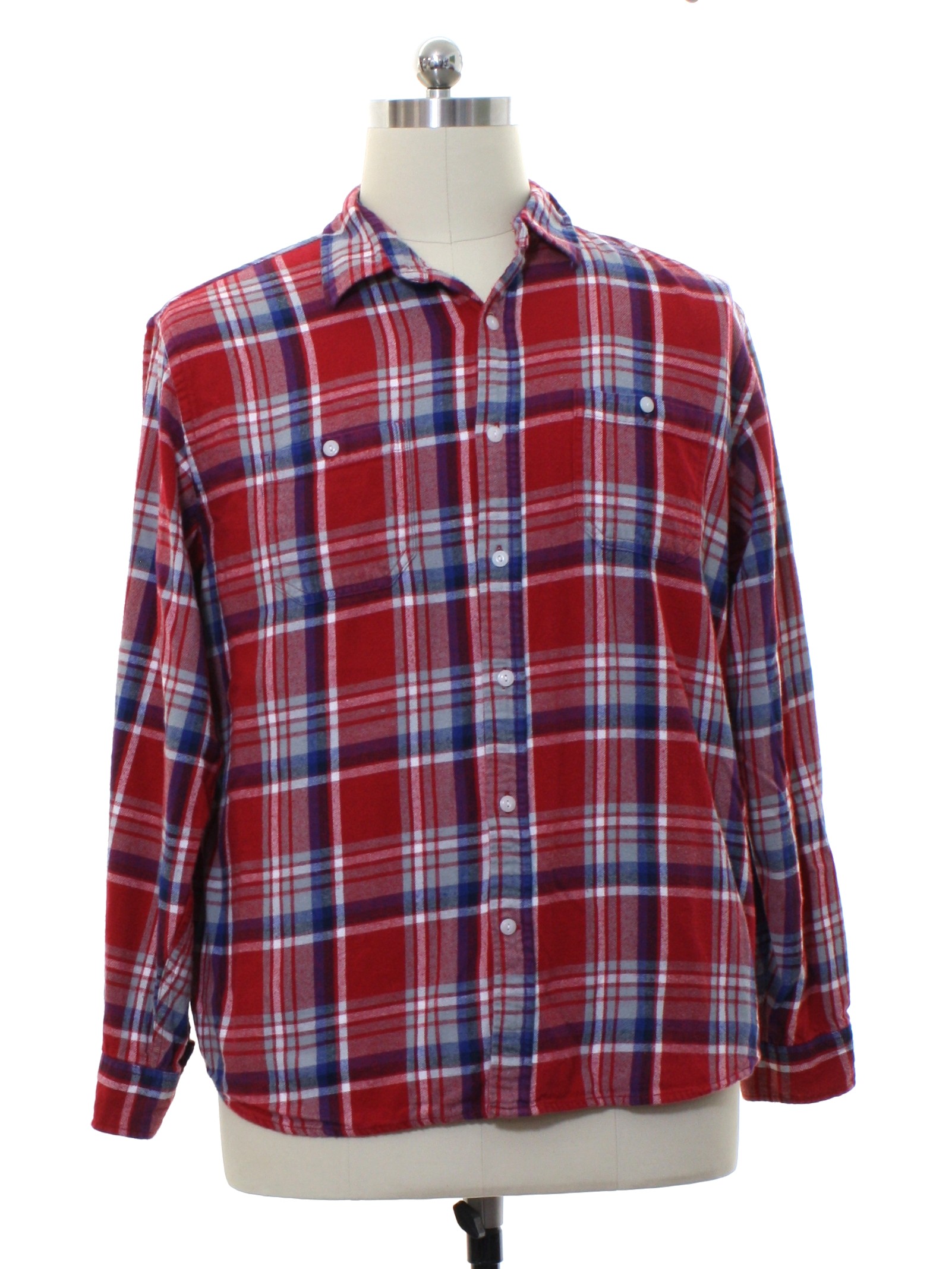 Shirt: 90s -Old Navy Vintage Flannels- Mens red, white blue, light blue ...