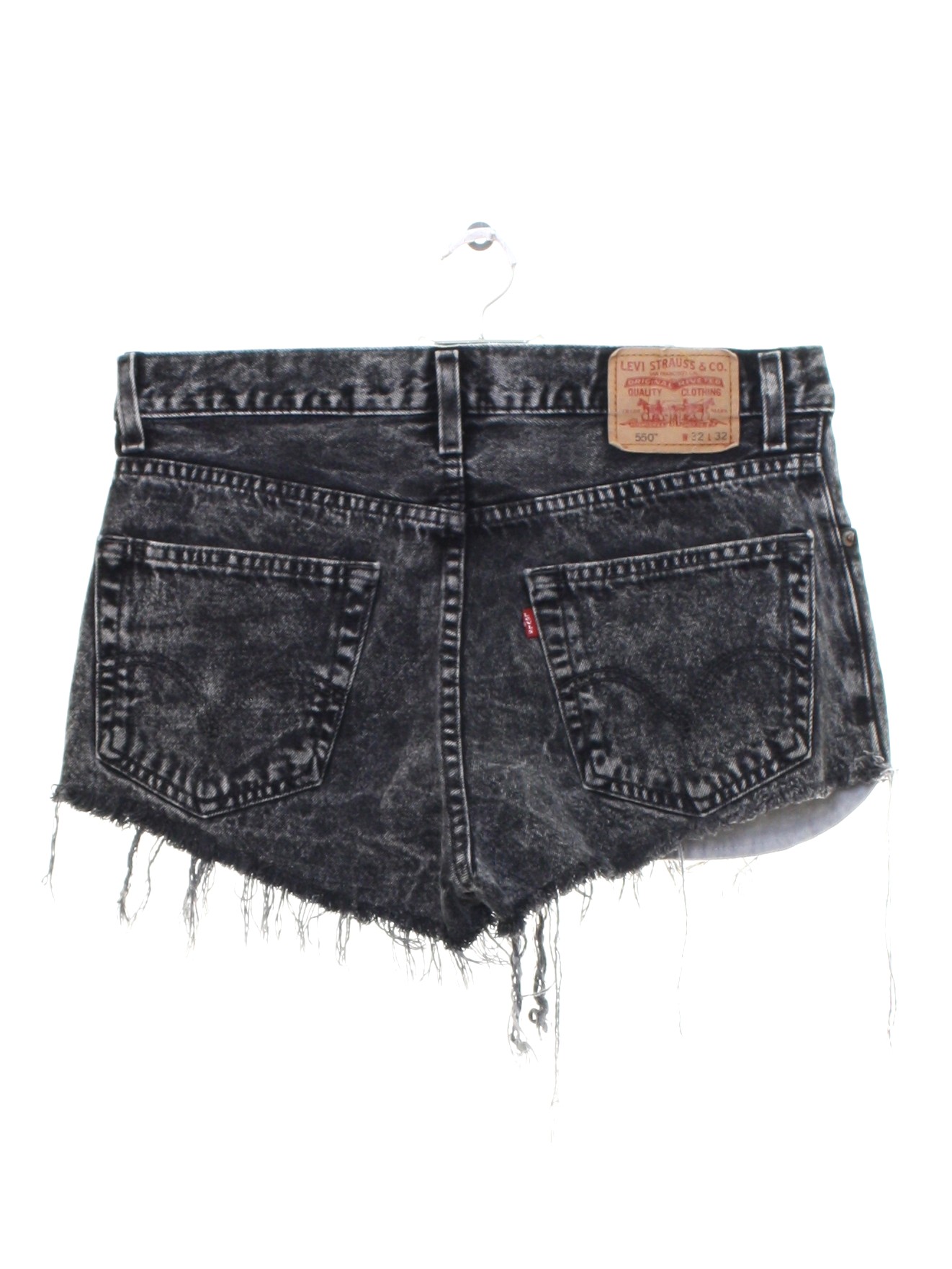 Black ripped levi shorts hotsell