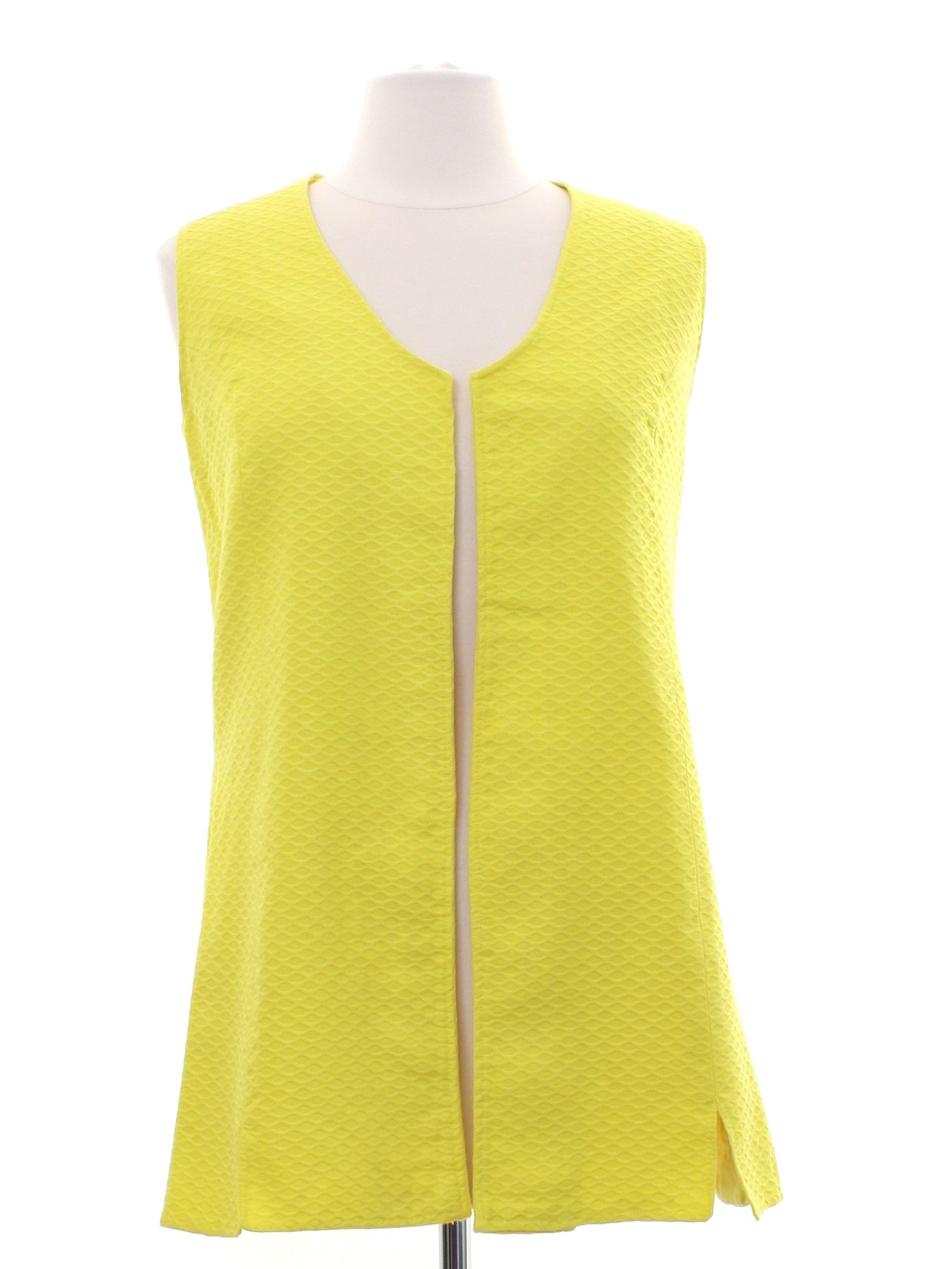 Vintage 1960's Vest: 60s -Home Sewn- Womens yellow background polyester ...