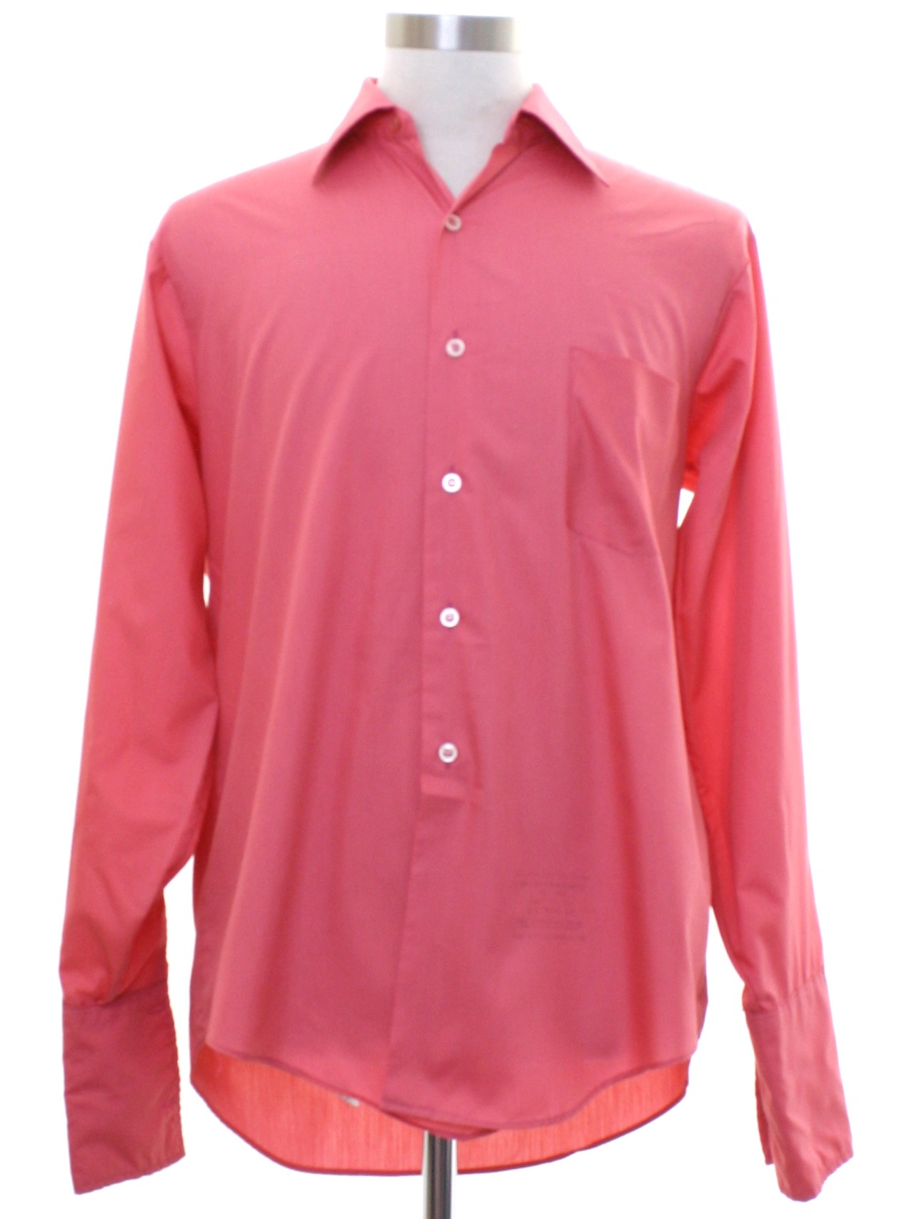 1960's Retro Shirt: 60s -Van Heusen- Mens dusty rose pink polyester ...