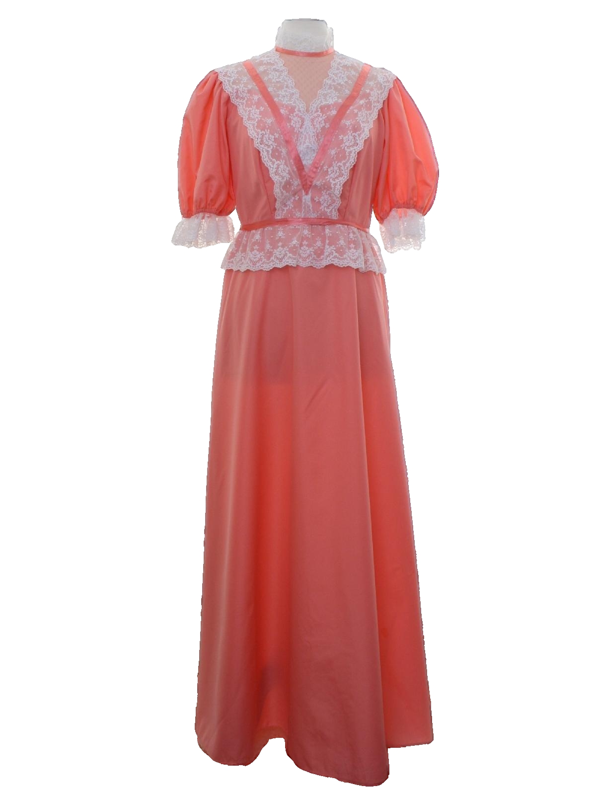 Fitted Bodice Vintage-Inspired Lace-Trimmed Pink Dress