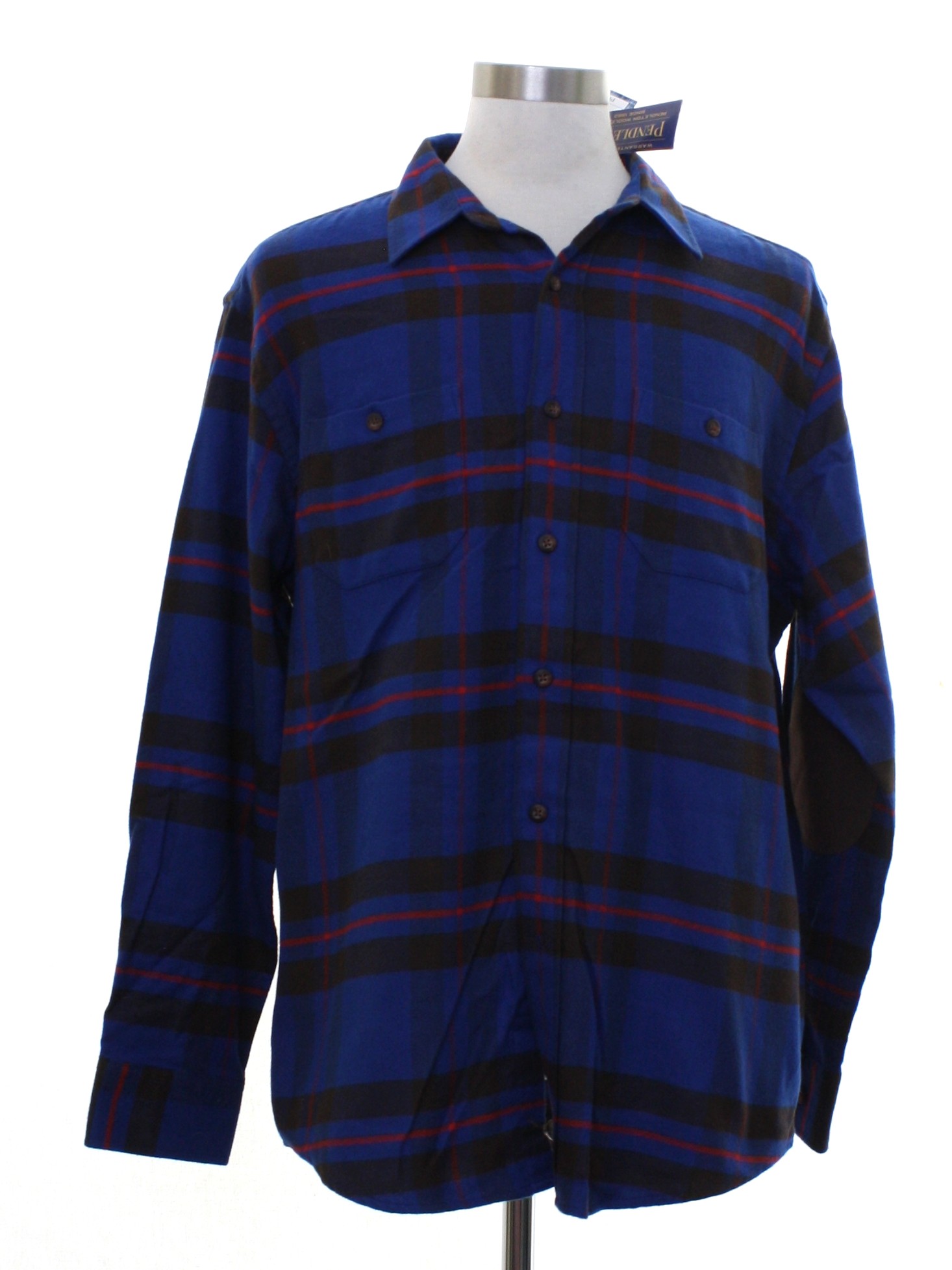 Shirt: 90s -Pendleton- Mens blue, red, and black plaid background ...