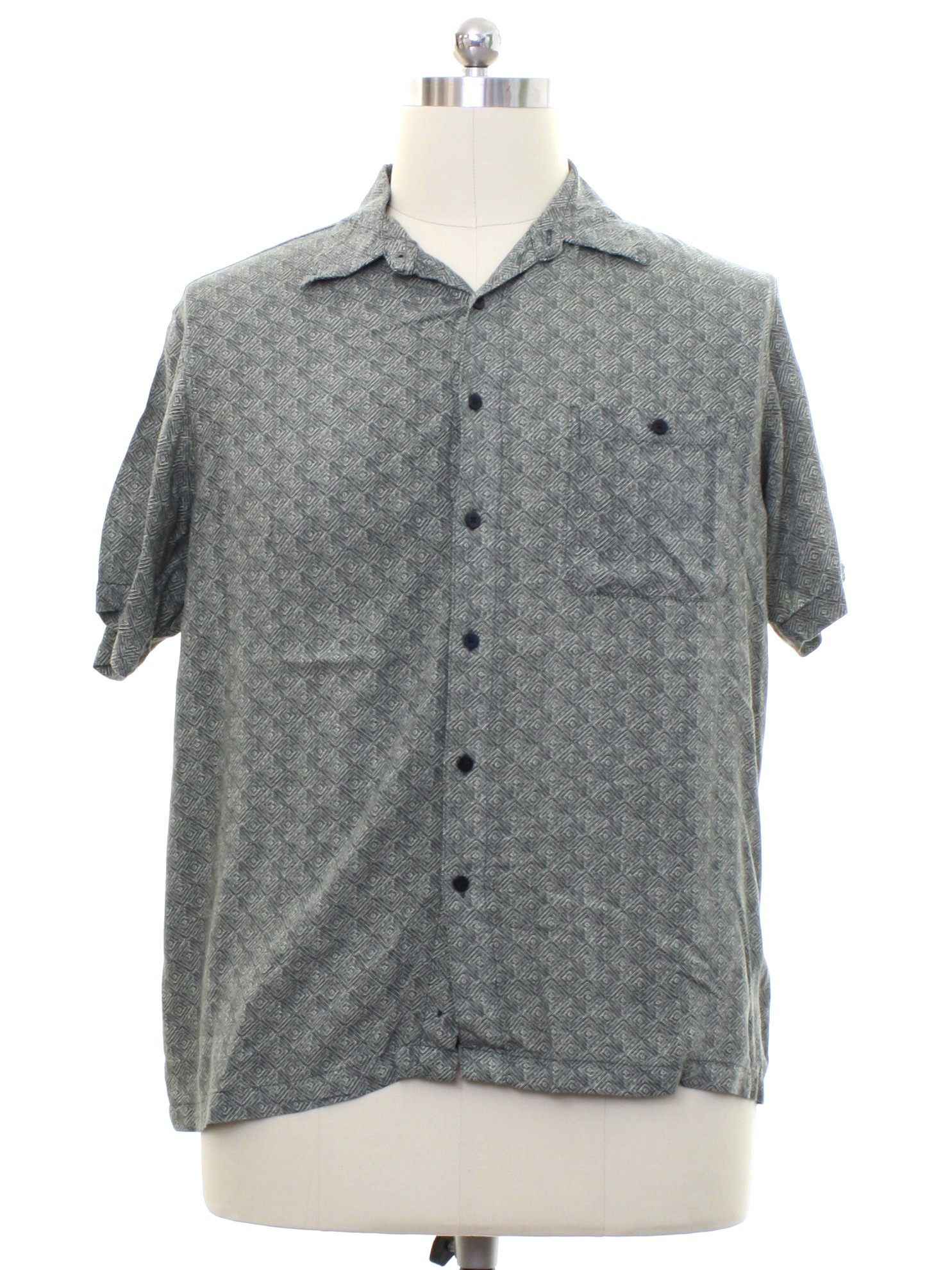 Shirt: 90s -Falls Creek- Mens gray background rayon short sleeve sport ...