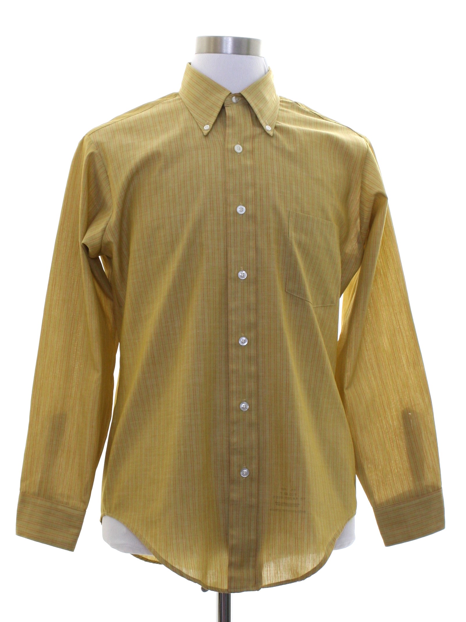 1960s Vintage Shirt: 60s -Van Heusen Vanopress- Mens harvest gold and ...