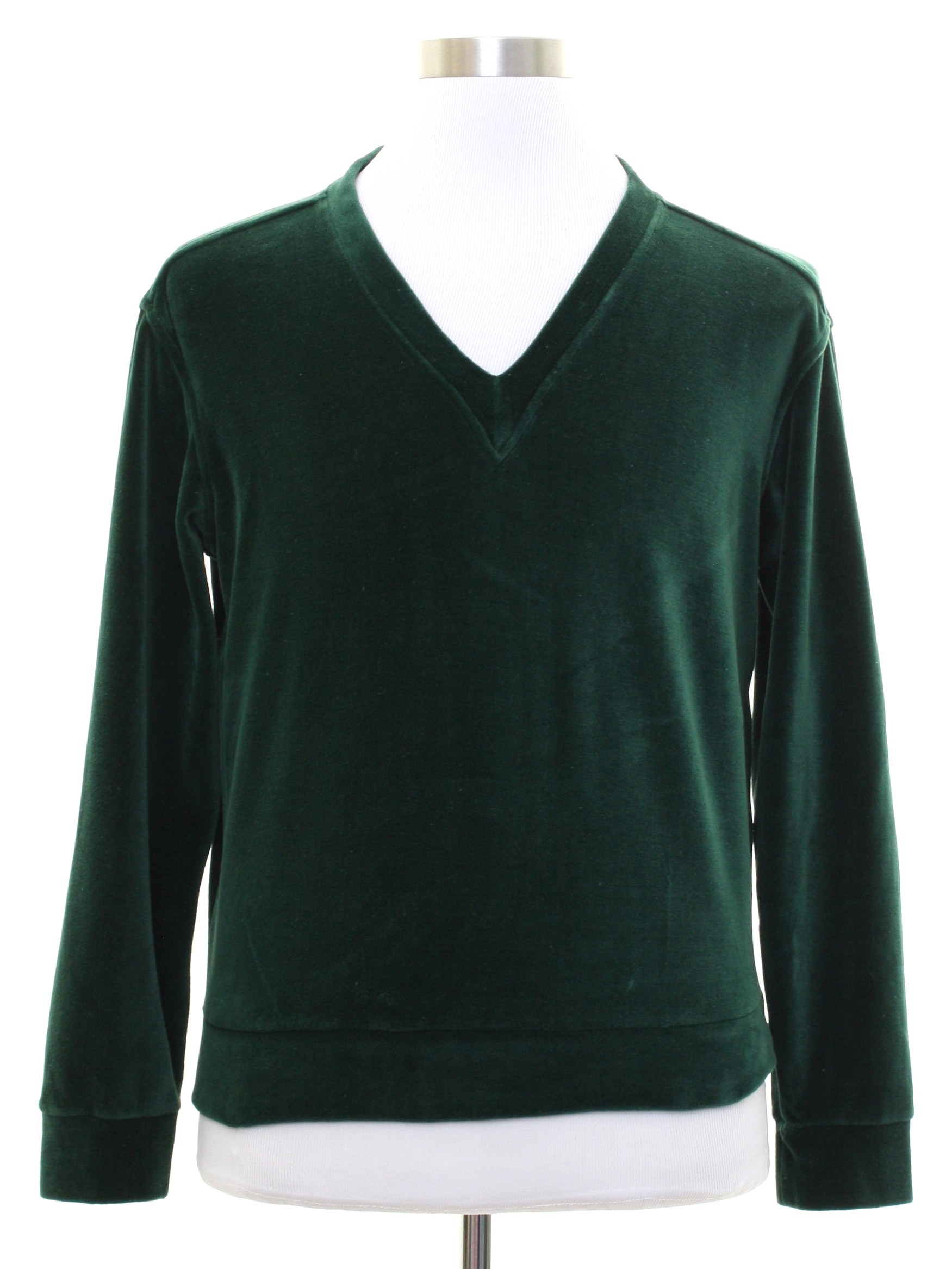 Vintage 80s Velour Shirt: 80s -Damon- Mens emerald green cotton nylon ...