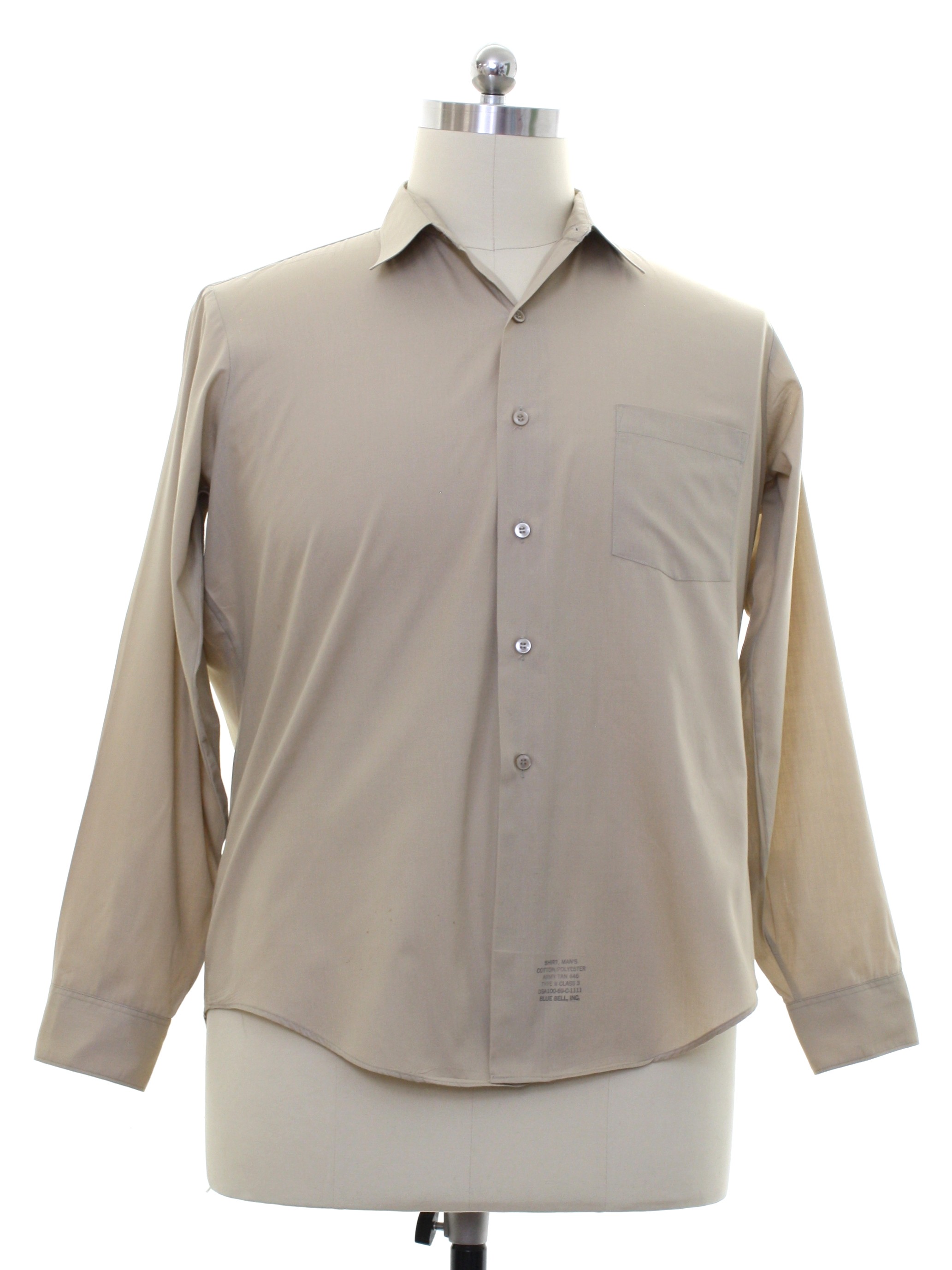 Sixties Vintage Shirt: Early 60s -Blue Bell- Mens army tan cotton ...
