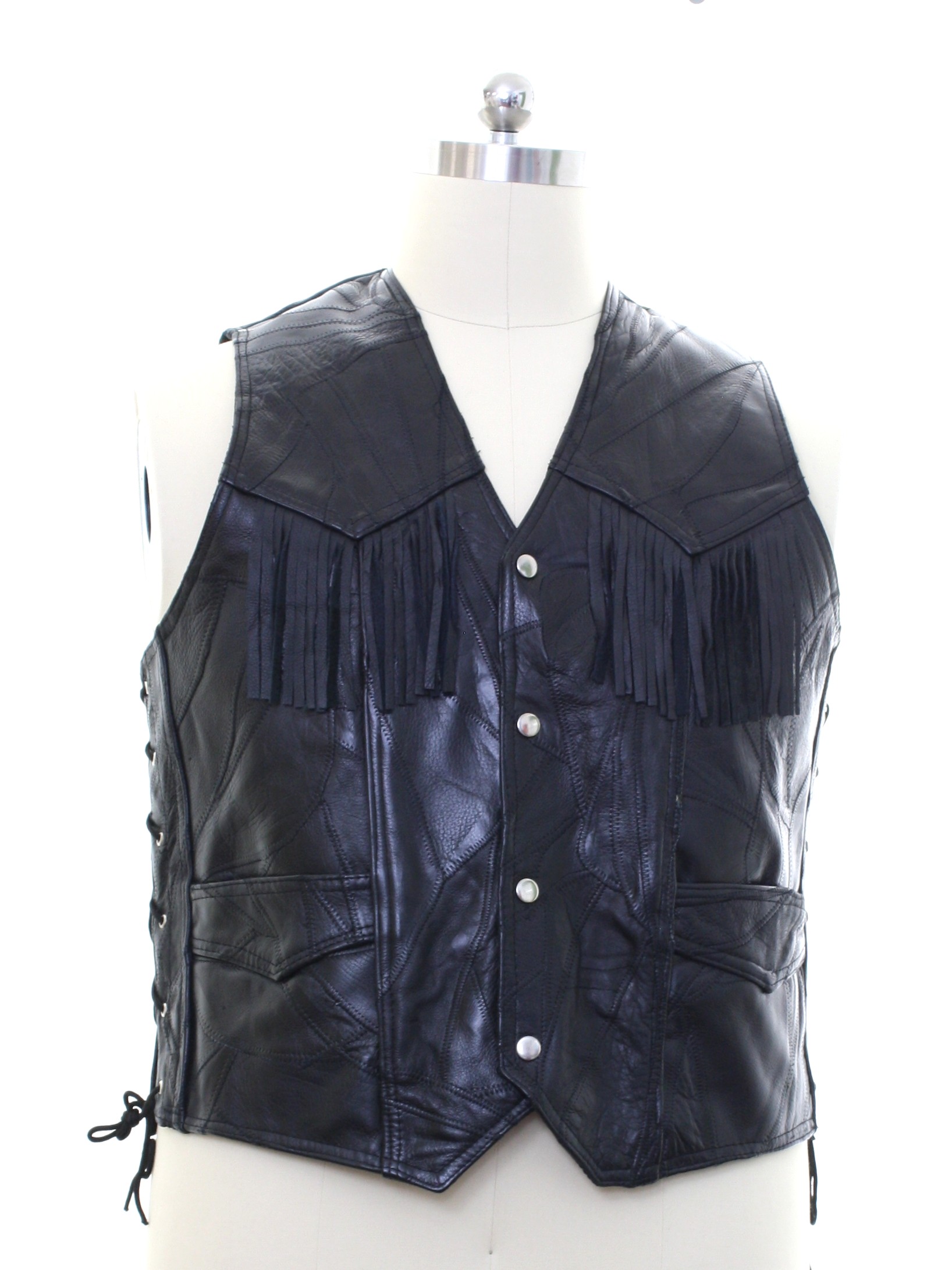 Vintage 1980's Vest: 80s -Navarre Leather Company- Mens black ...