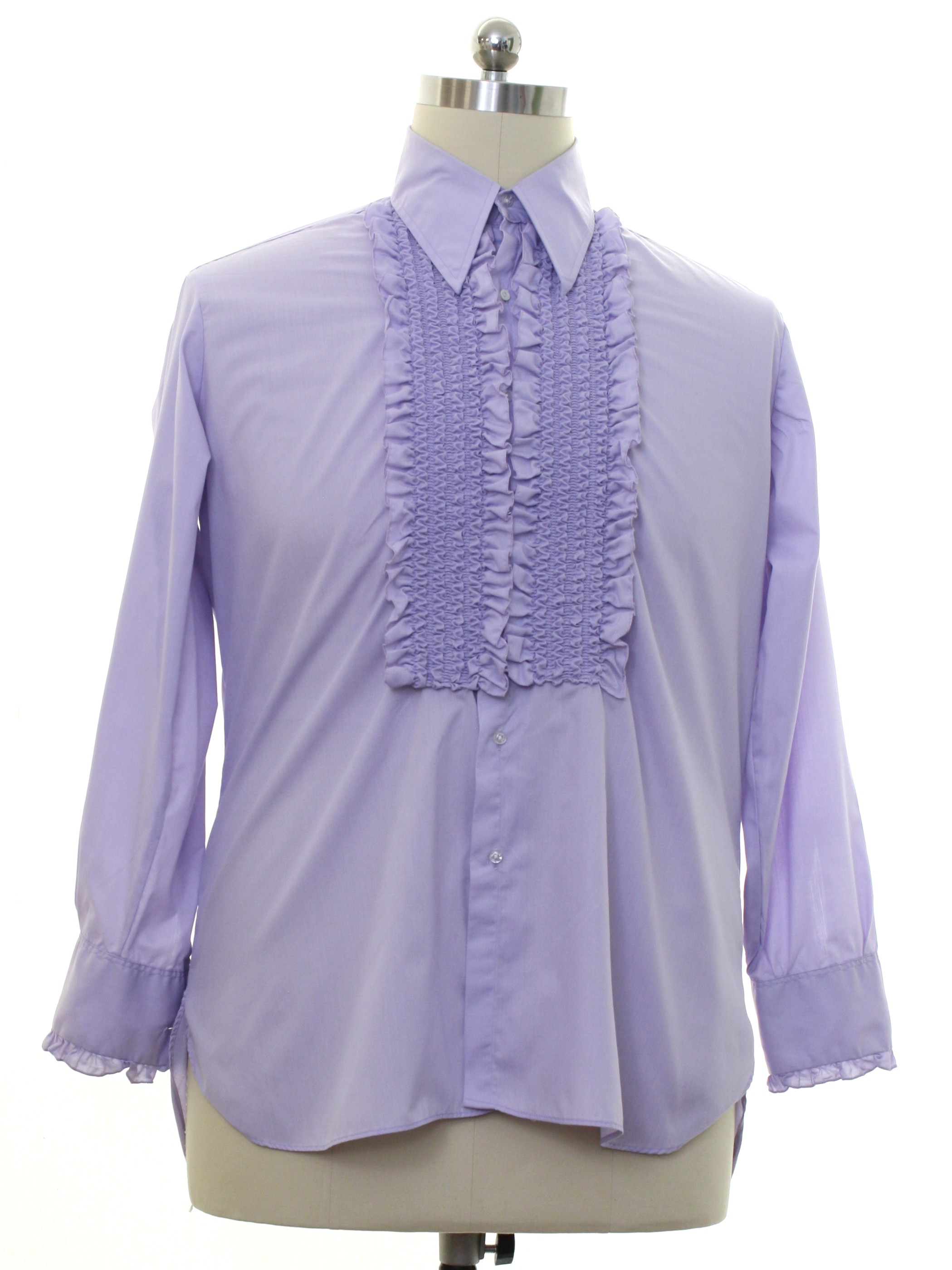 Vintage 1970's Shirt: 70s -After Six- Mens lavender background with ...