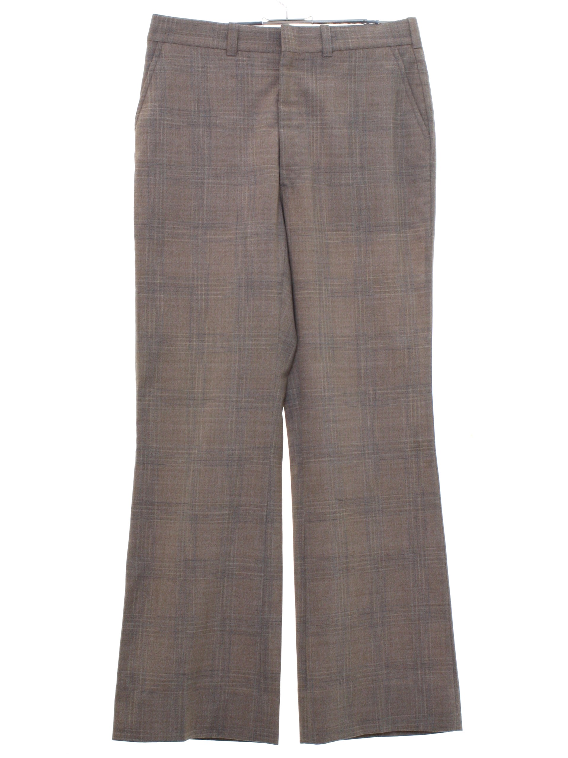 80's Flared Pants / Flares: Early 80s -No Label- Mens taupe and blue ...
