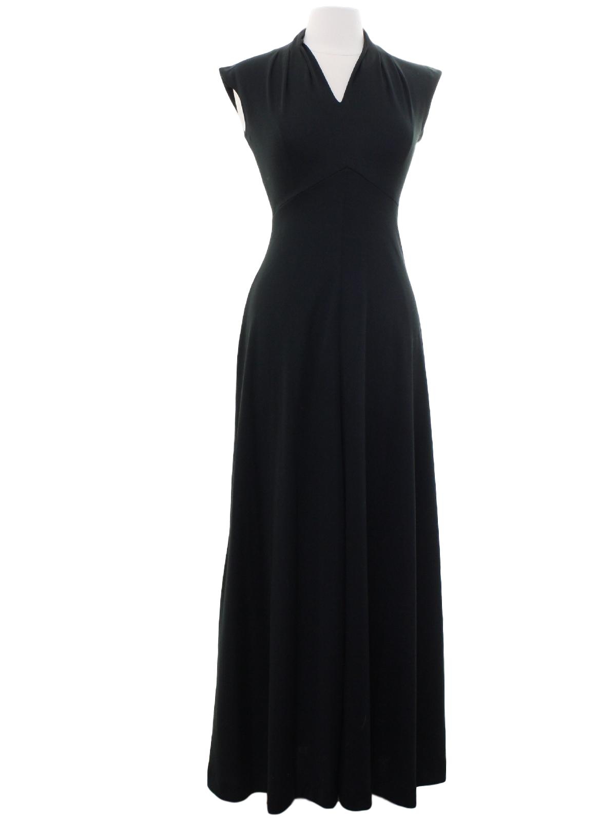 Retro 70s Dress (Fabric Label) : 70s -Fabric Label- Womens black ...