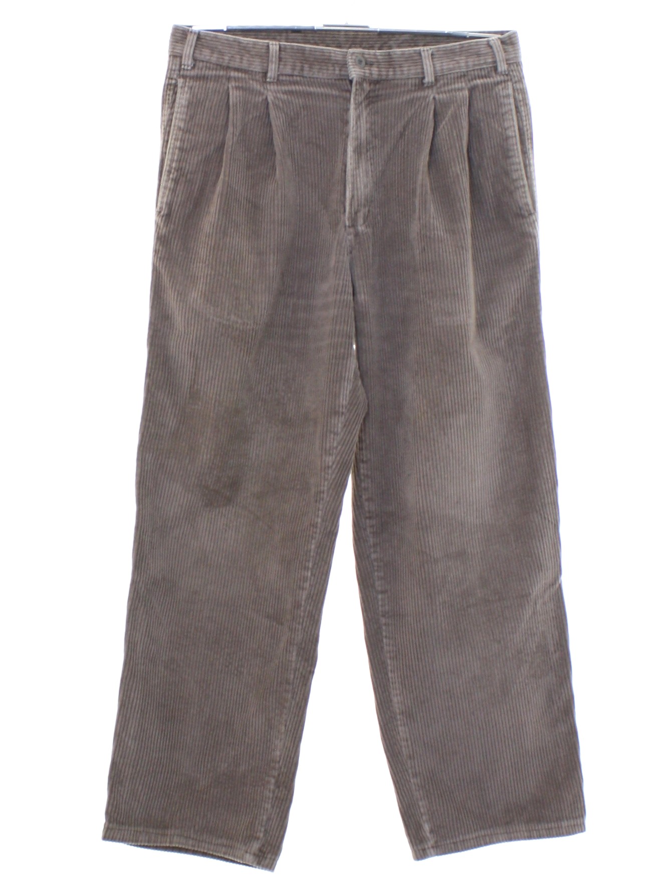 1980s Vintage Pants: 80s -No Label- Mens taupe cotton pleated front ...