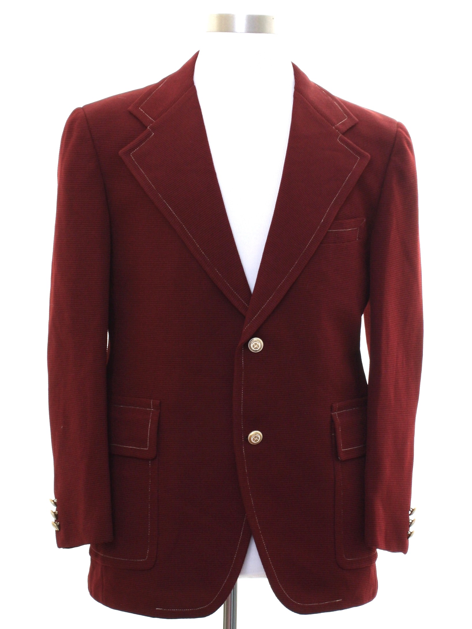 1970's Retro Jacket: 70s -Cricket- Mens maroon polyester longsleeve 2 ...