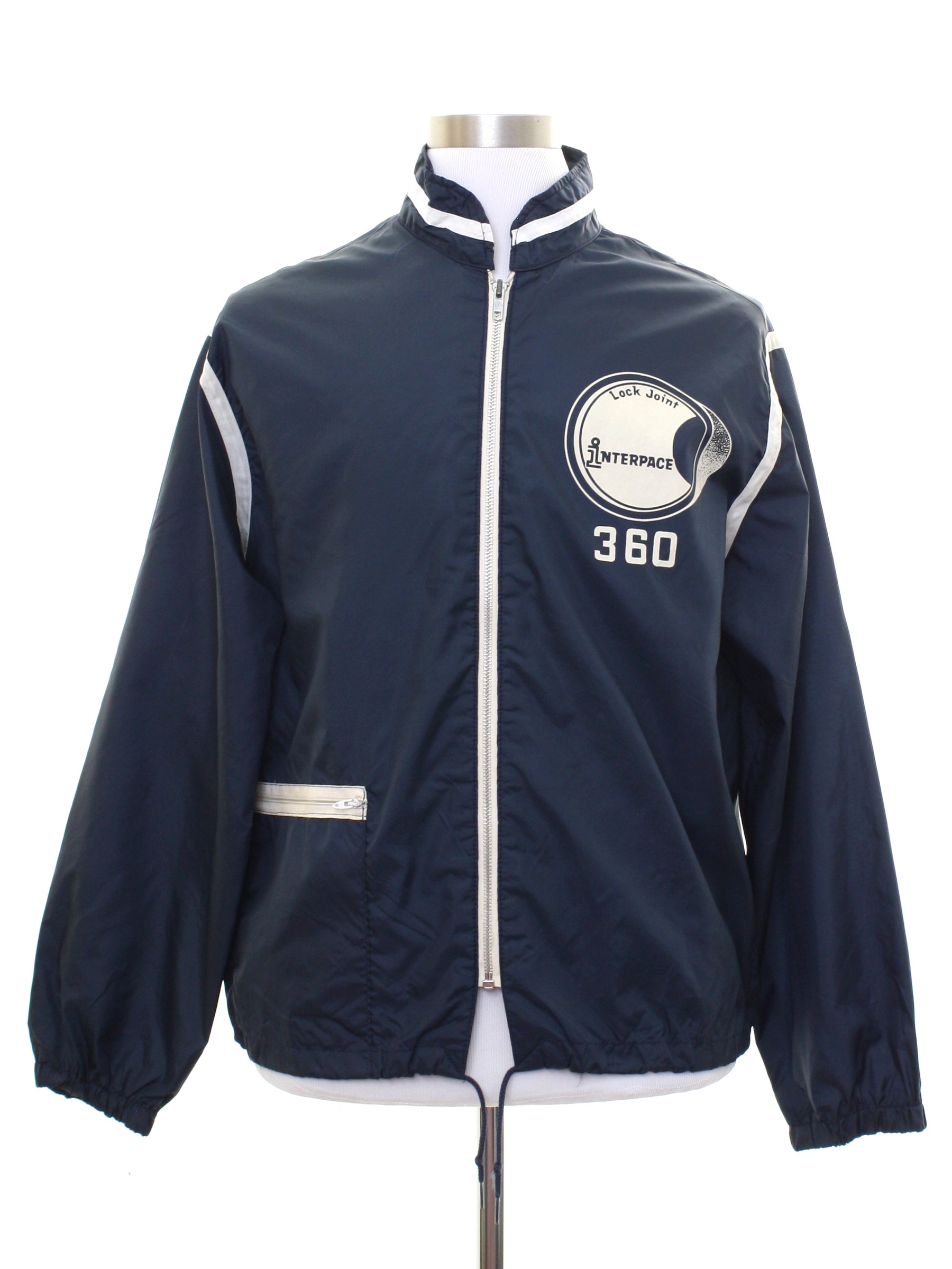 navy blue and white champion jacket