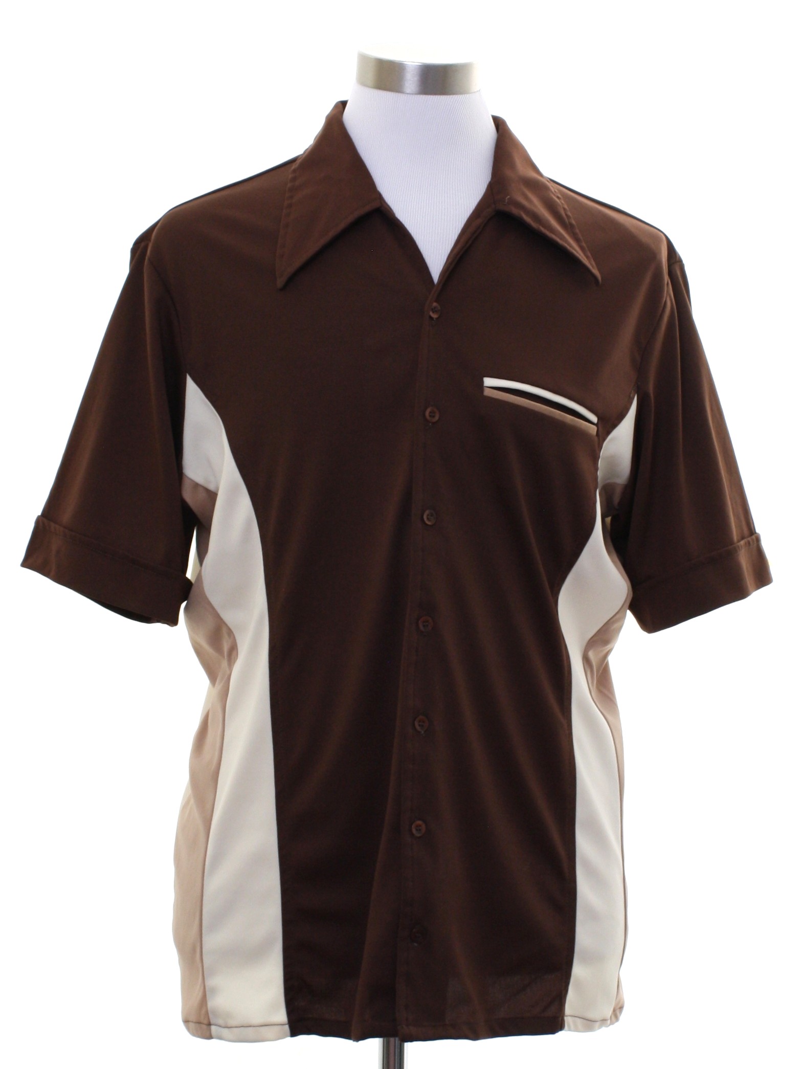 1970's Vintage Gino Print Disco Shirt: 70s -Gino- Mens chocolate brown ...