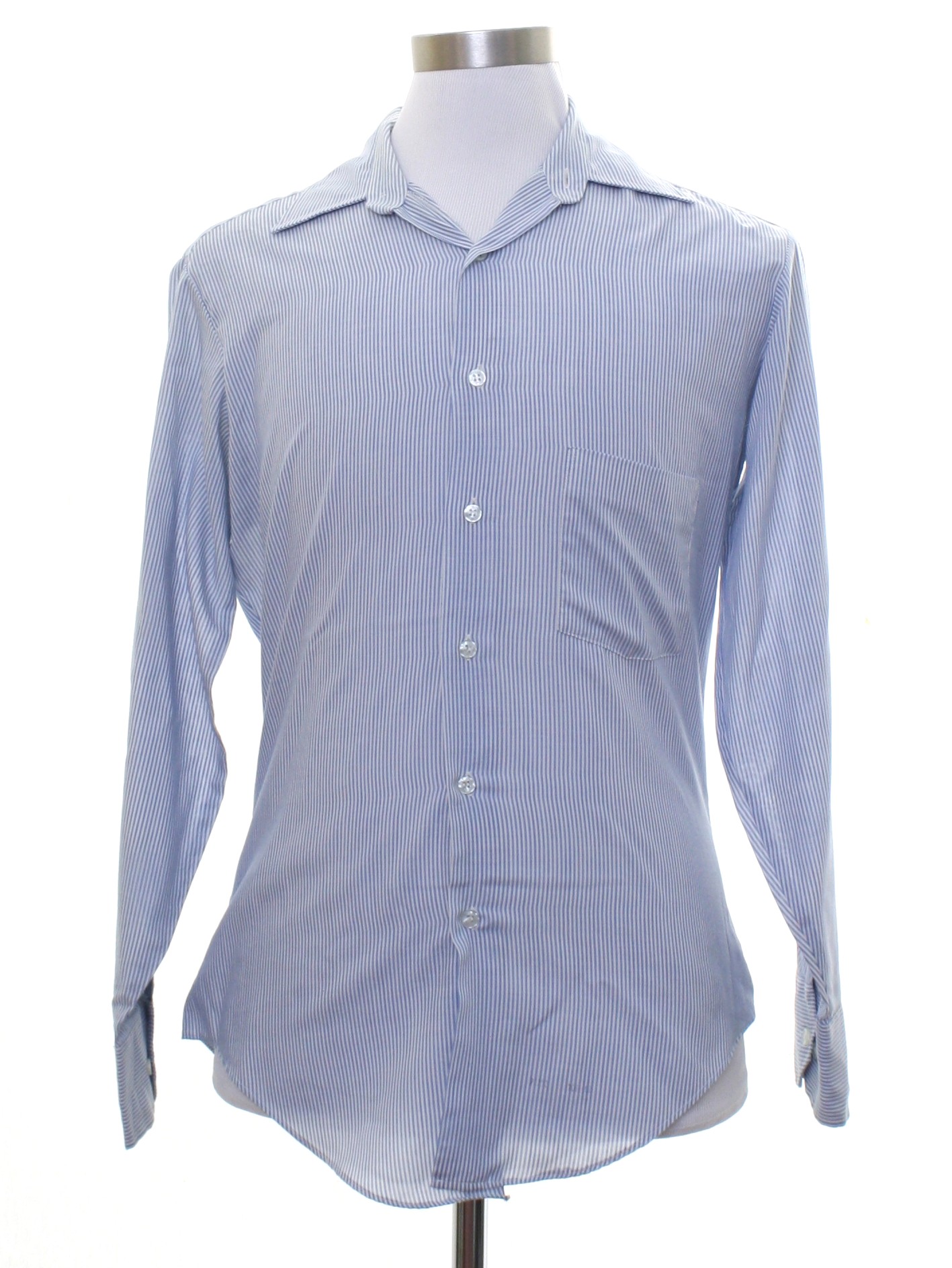 1980s Sears Shirt: Early 80s -Sears- Mens white and dusty blue ...