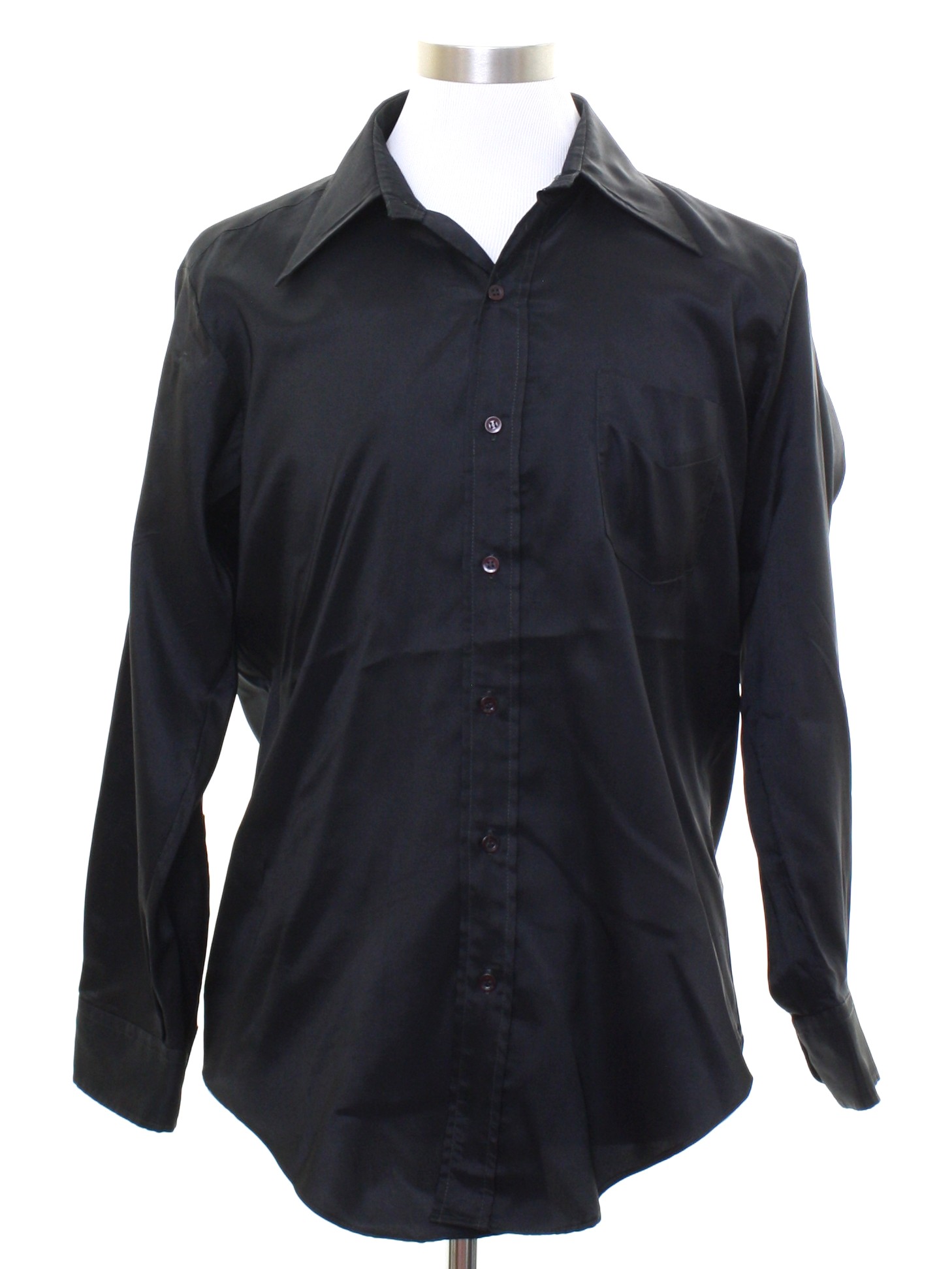 Retro Seventies Disco Shirt: 70s -Unreadable Label- Mens black silky ...