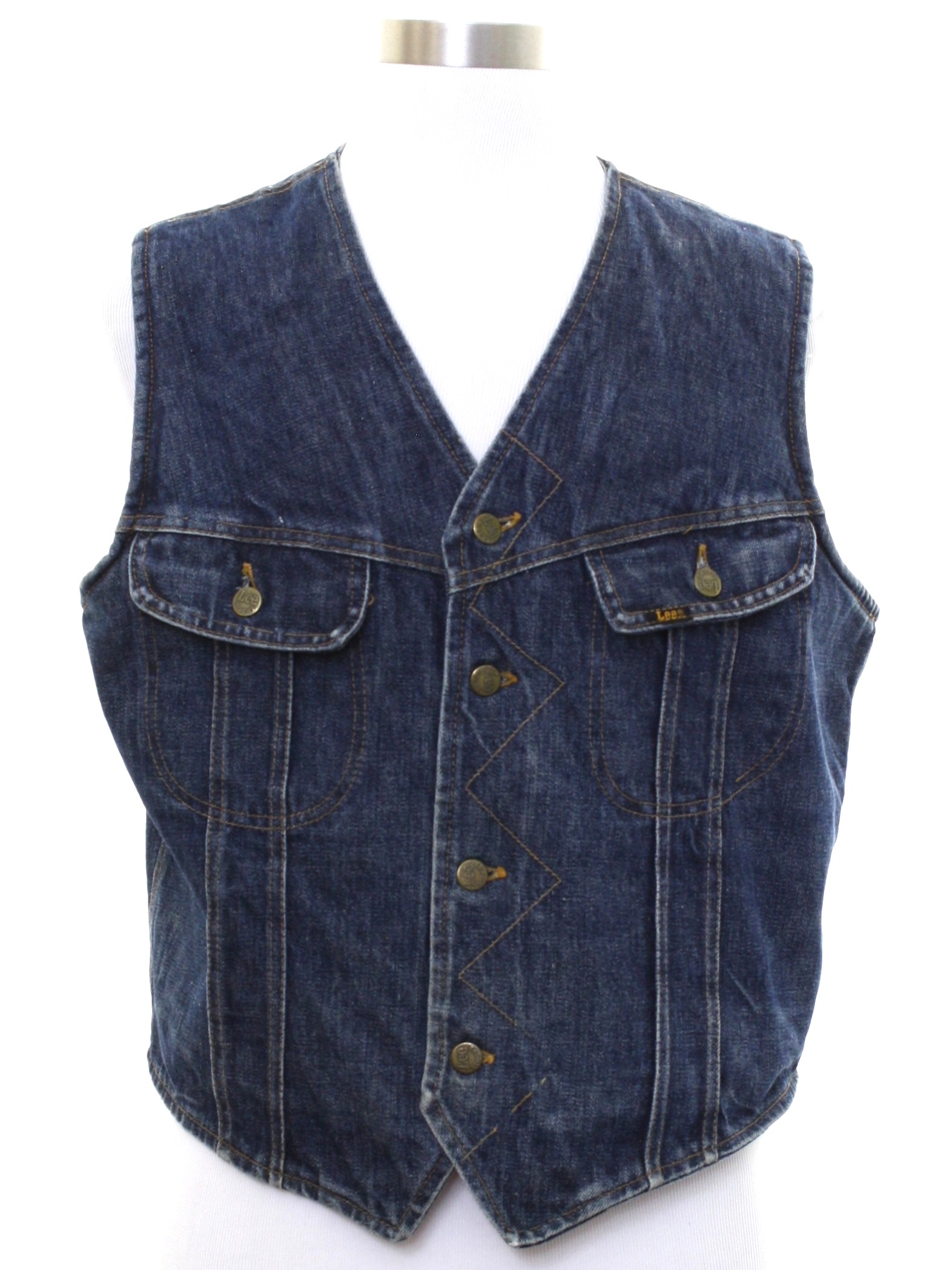 80's Vintage Vest: 80s -Lee Storm Rider- Mens hazy blue cotton denim ...