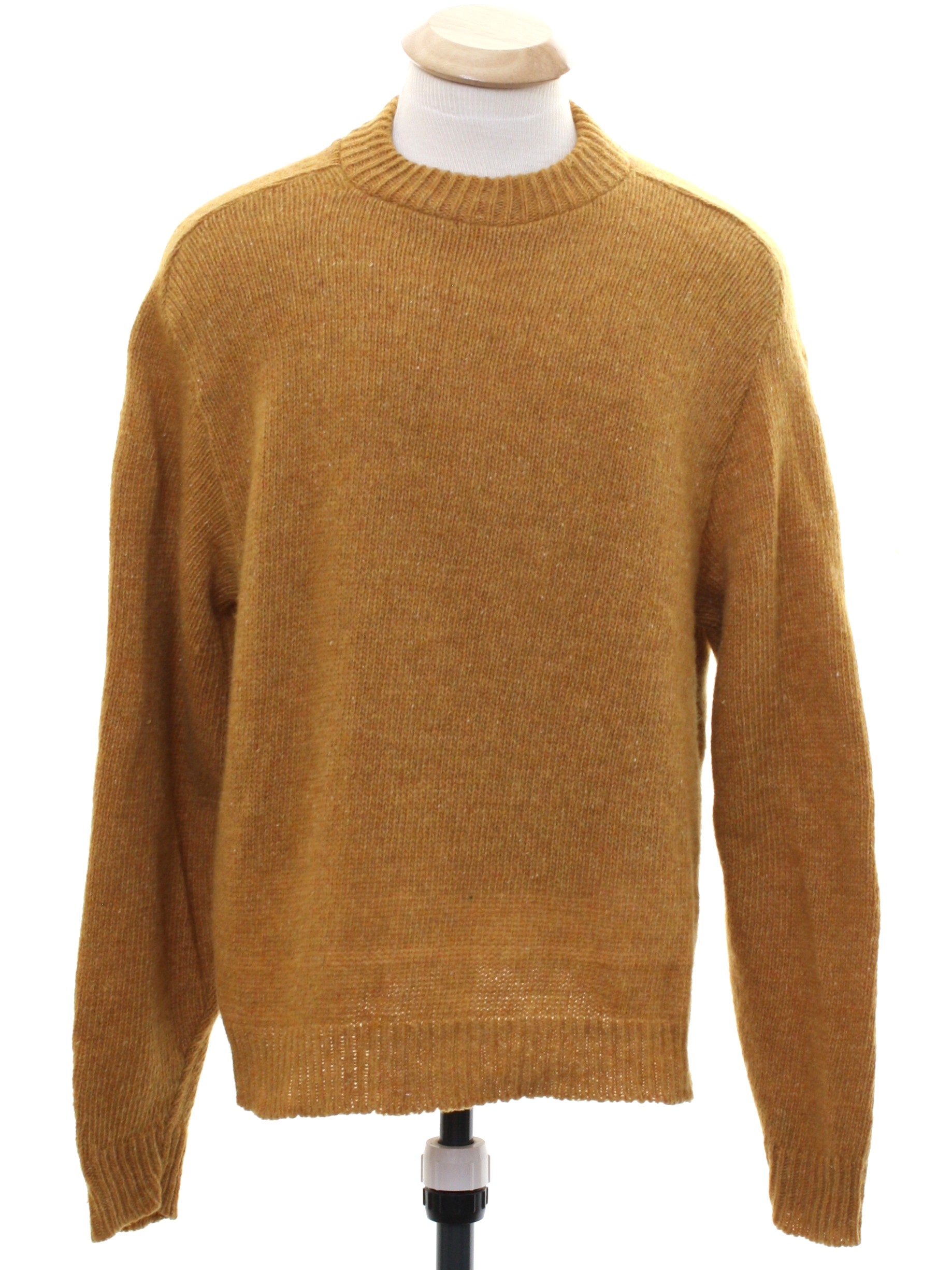 Vintage 60s Sweater: Early 60s -Dagar- Unisex mottled golden tan