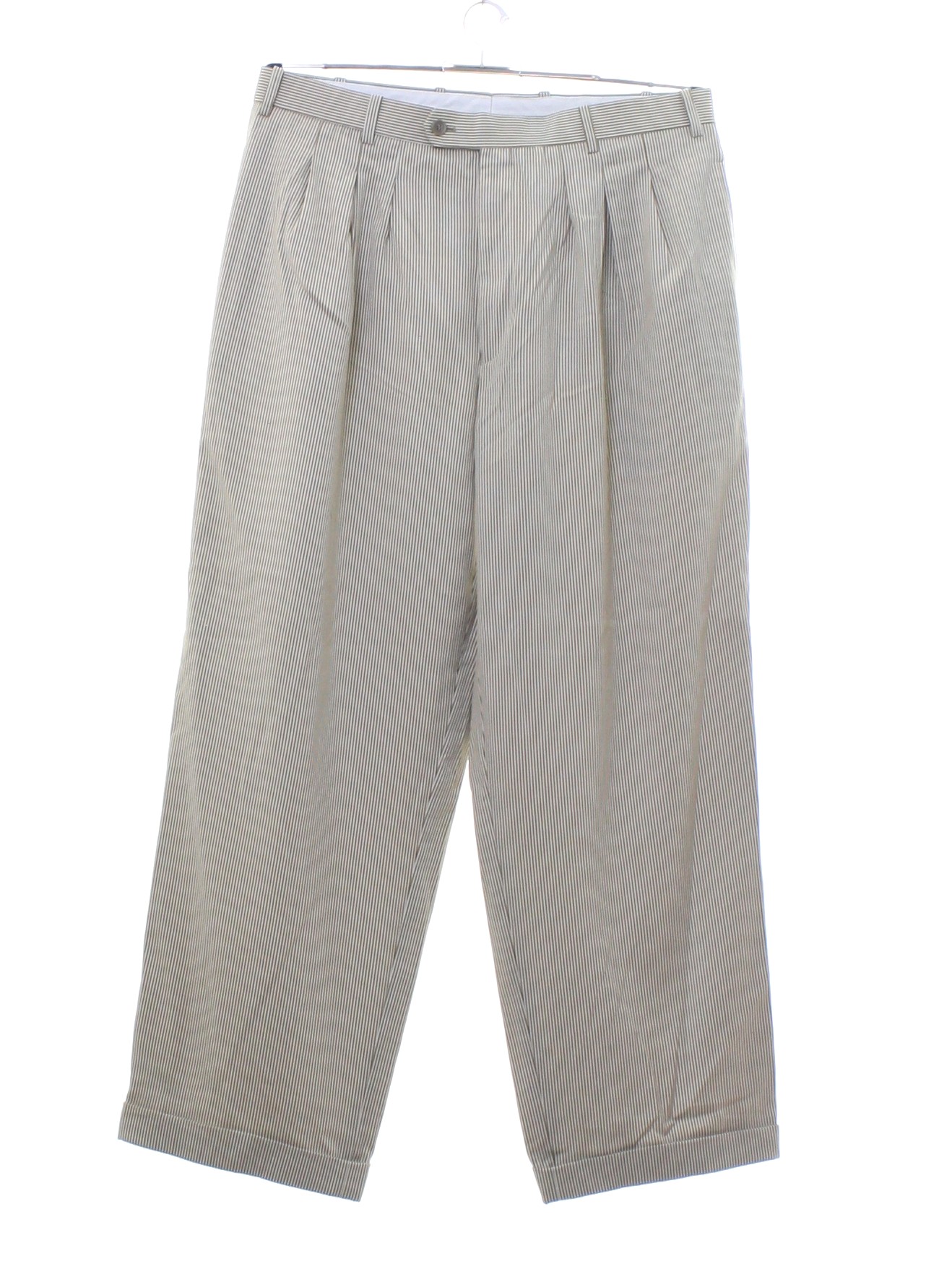 Retro 1990's Pants (Roma) : 90s -Roma- Mens tan and beige pinstriped ...