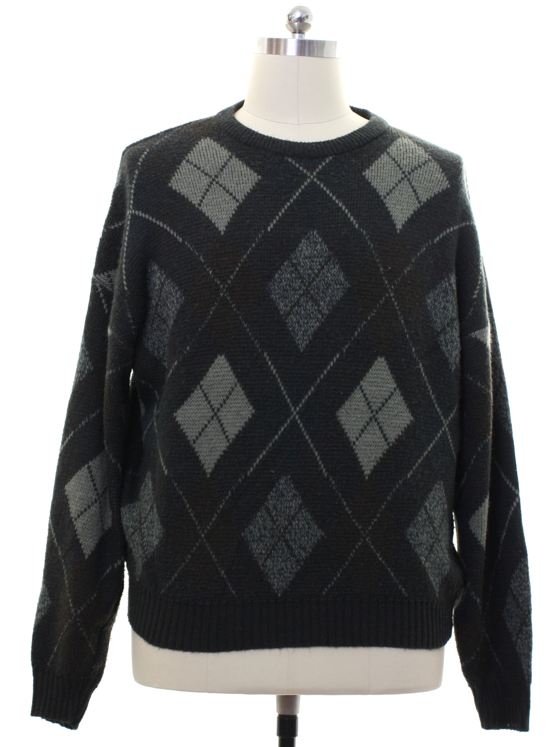 Retro 1980s Sweater: Late 80s -David Taylor- Mens charcoal gray ...