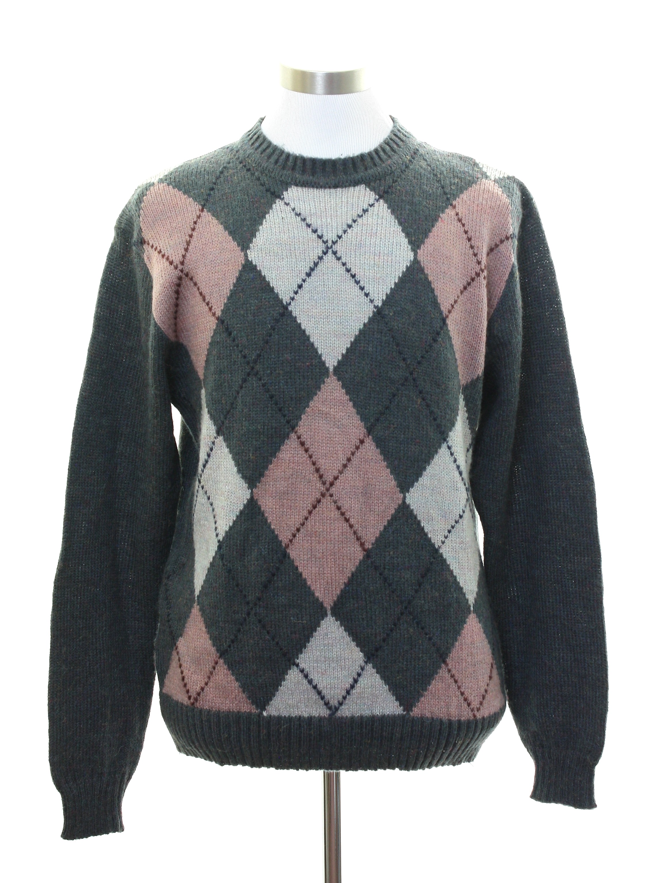 Nineties DG Garrison Sweater: Early 90s -DG Garrison- Mens dark gray ...