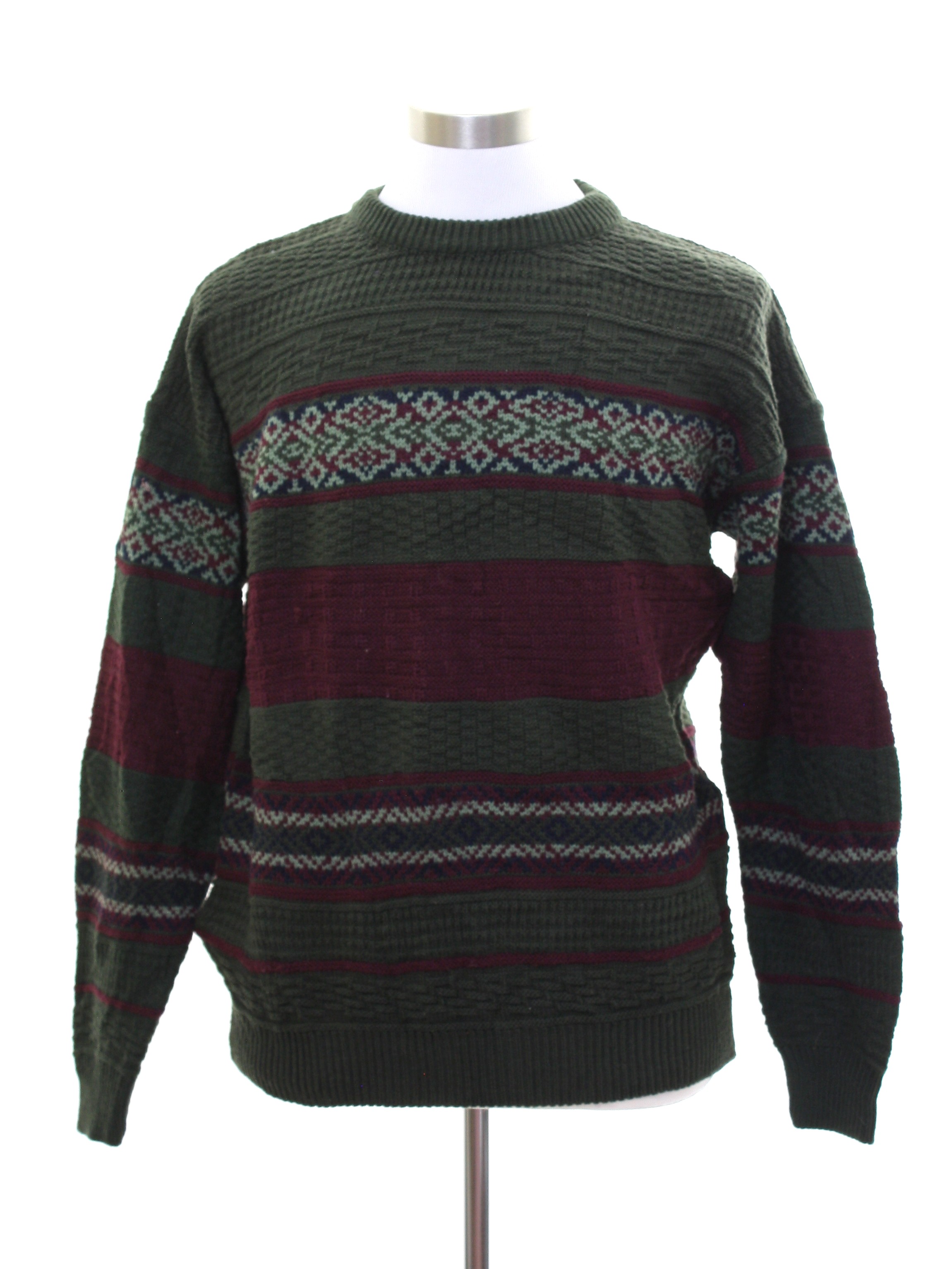 Retro 80's Sweater: 80s -Quarter and Back- Mens forest green background ...