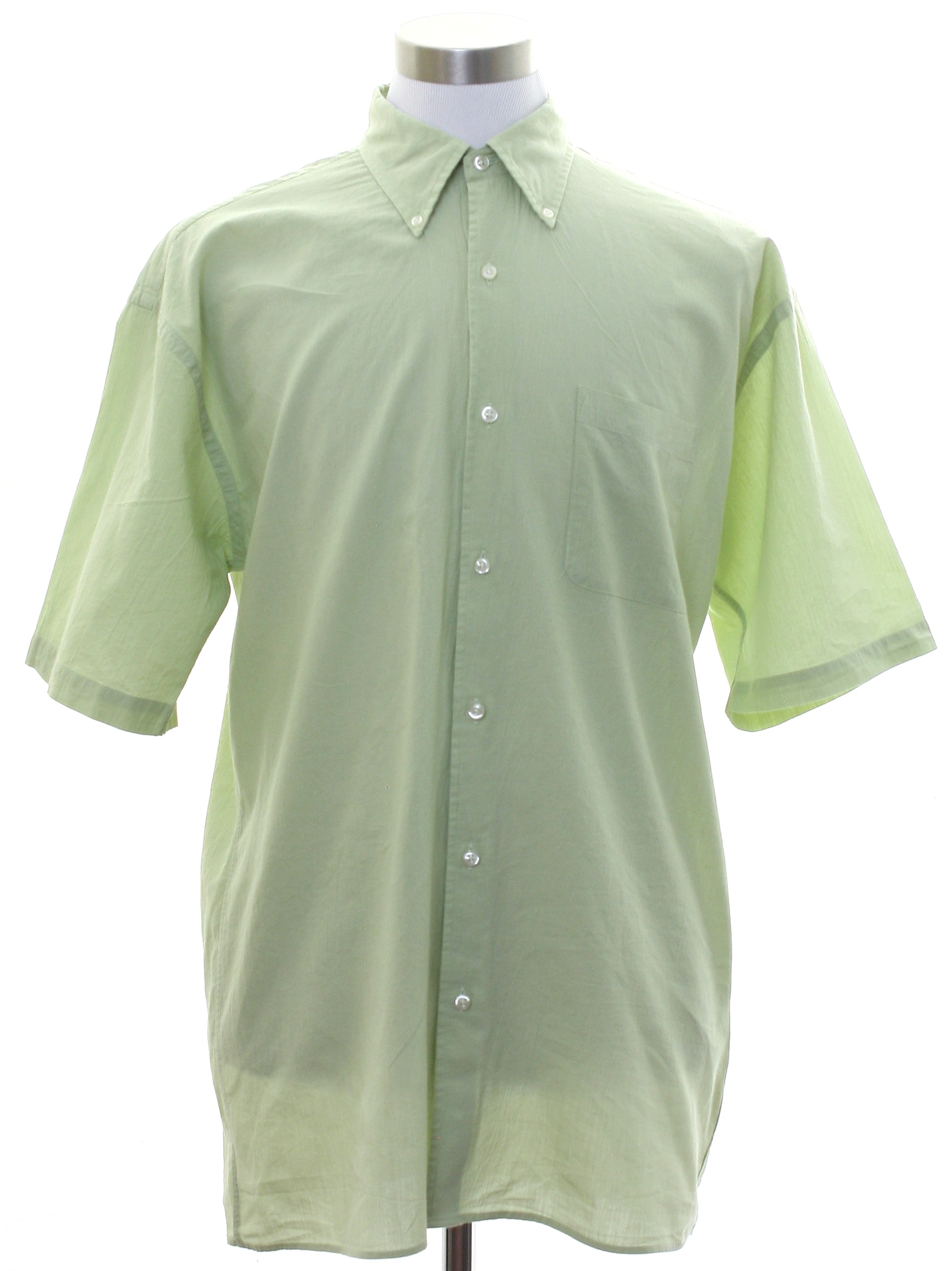Nineties Vintage Shirt: 90s -Viyella- Mens sage green background cotton ...