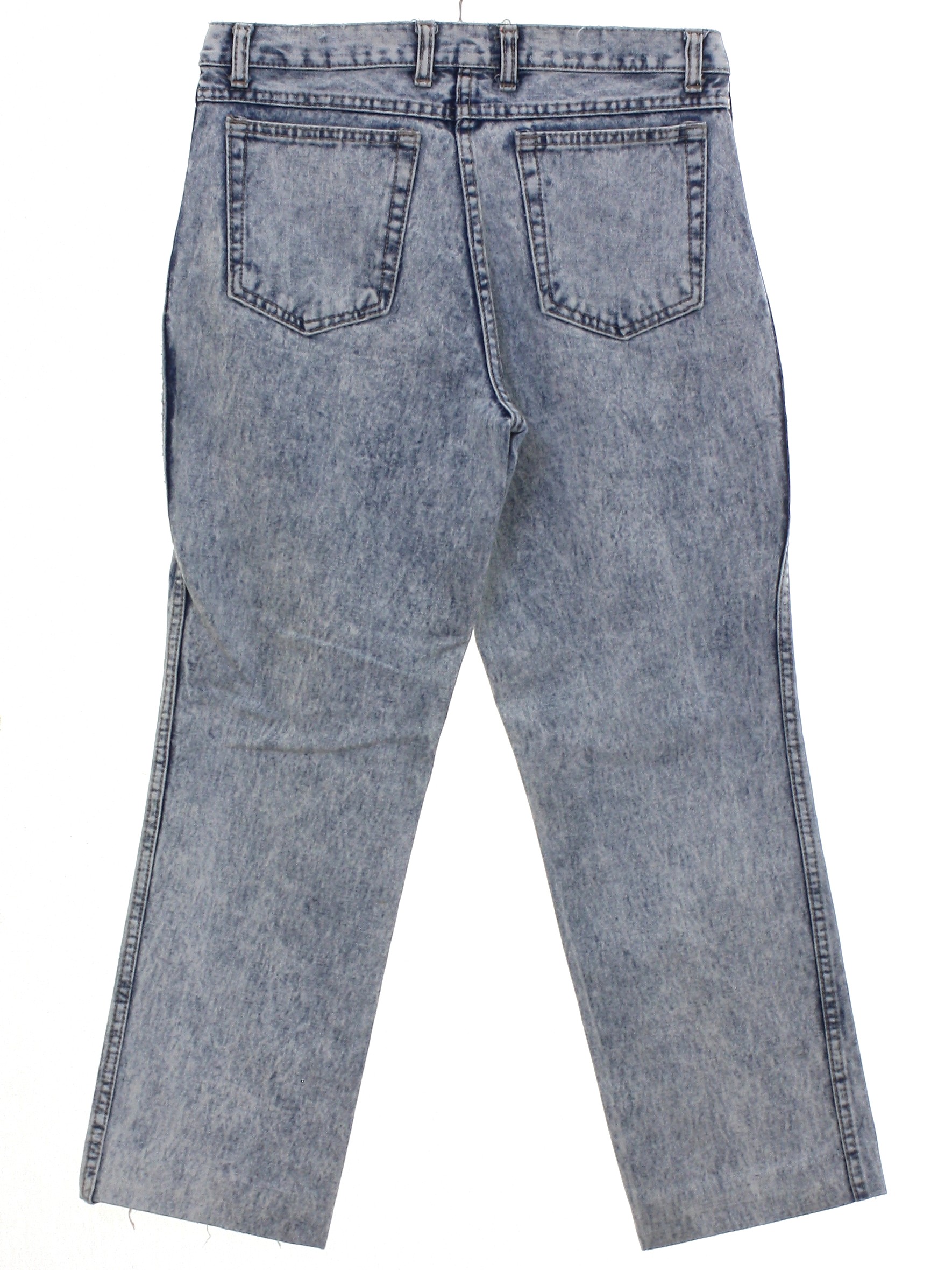 1980's Pants: 80s -No Label (B on Snap)- Womens acid washed light and ...