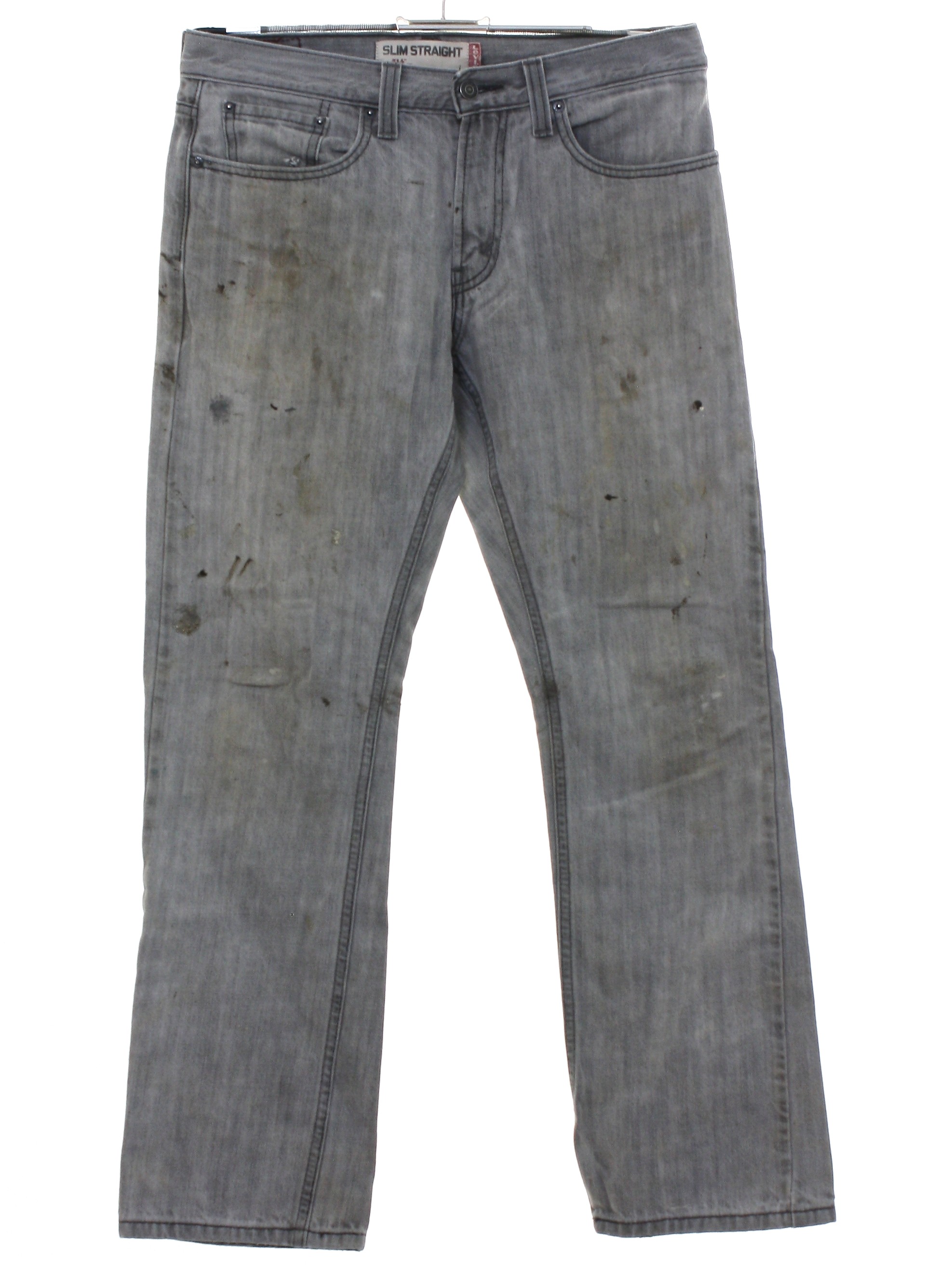 Pants: 90s -Levis 514- Mens grey grunge cotton denim levis 514 slim fit  straight leg denim jeans pants with zipper fly closure with button. Five  pocket style - front scoop pockets with