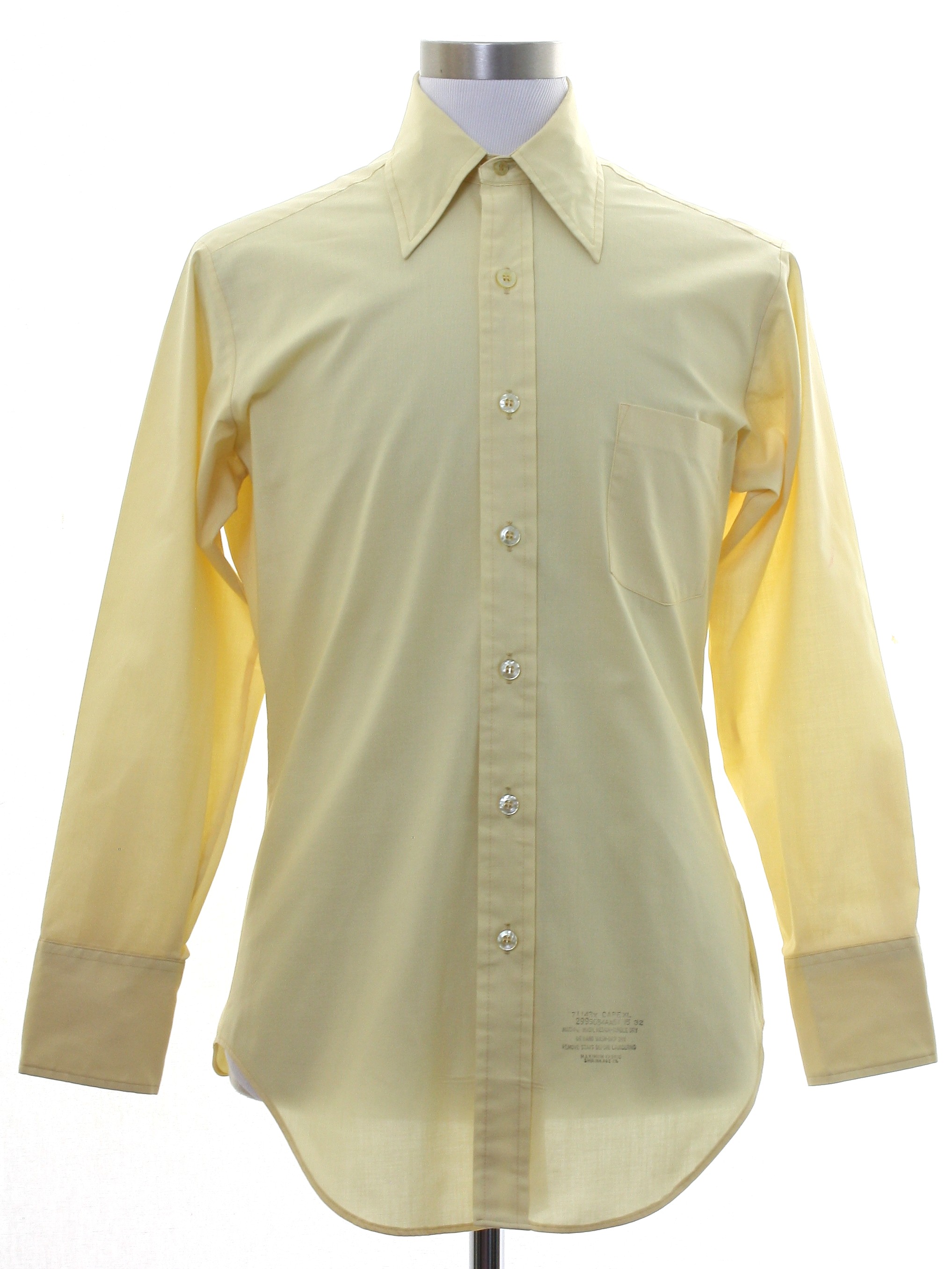 Seventies Vintage Shirt: Early 70s -Sears- Mens butter yellow crisp ...