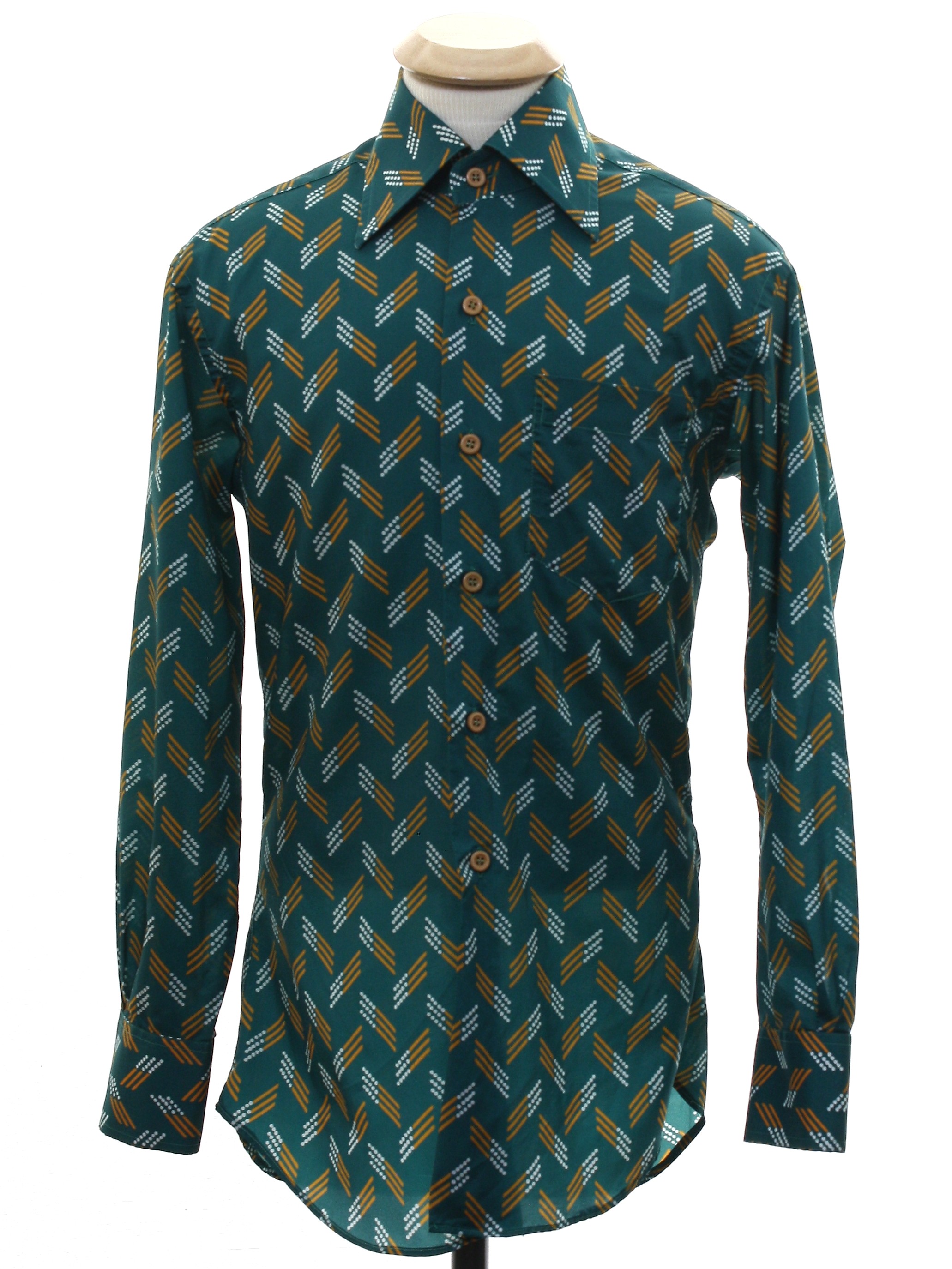 Vintage 70s Print Disco Shirt: 70s -Very Good Tailor- Mens or Boys pine ...