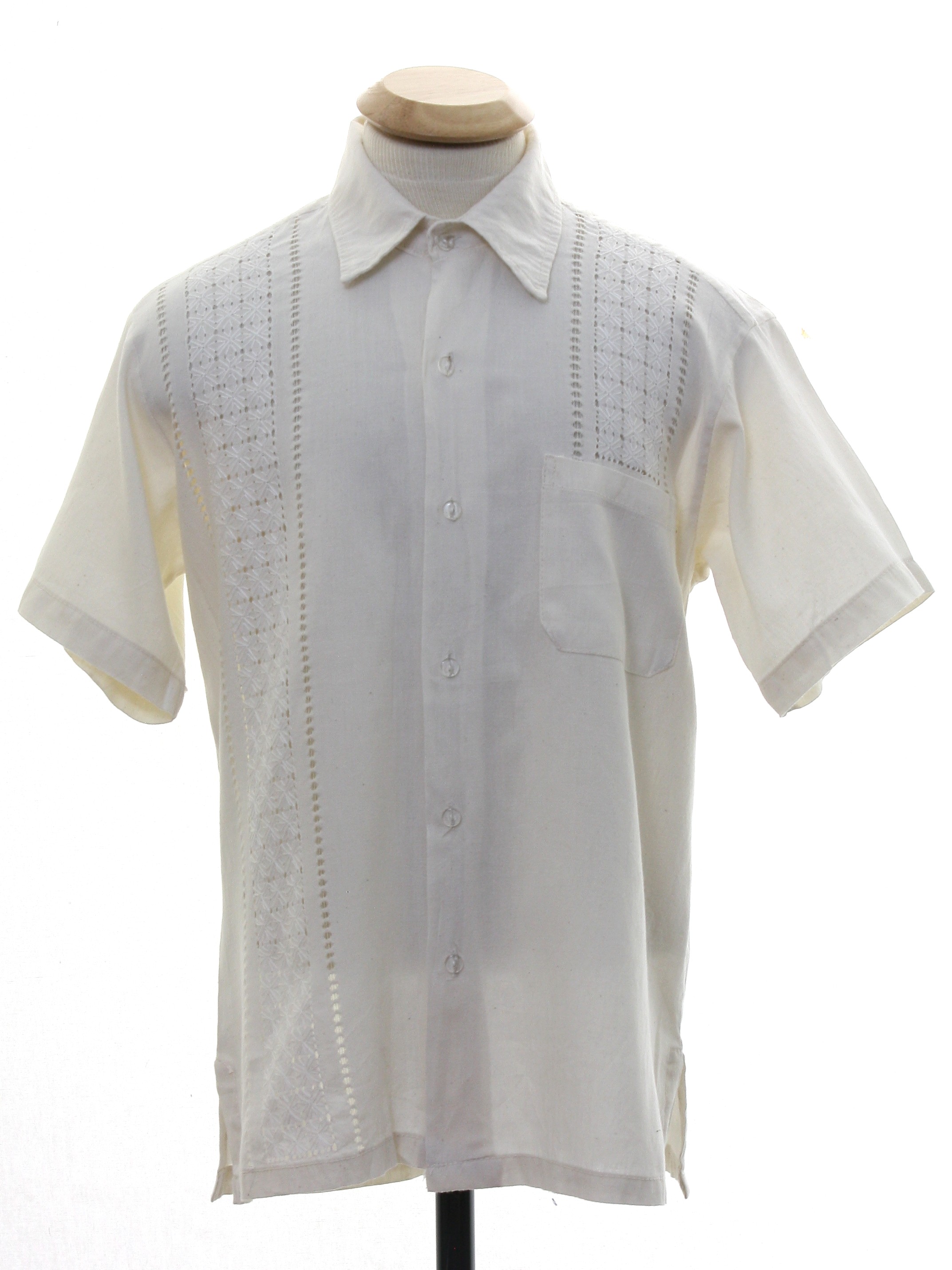 Vintage 1980s Hippie Shirt: 80s -No Label- Mens natural white cotton ...