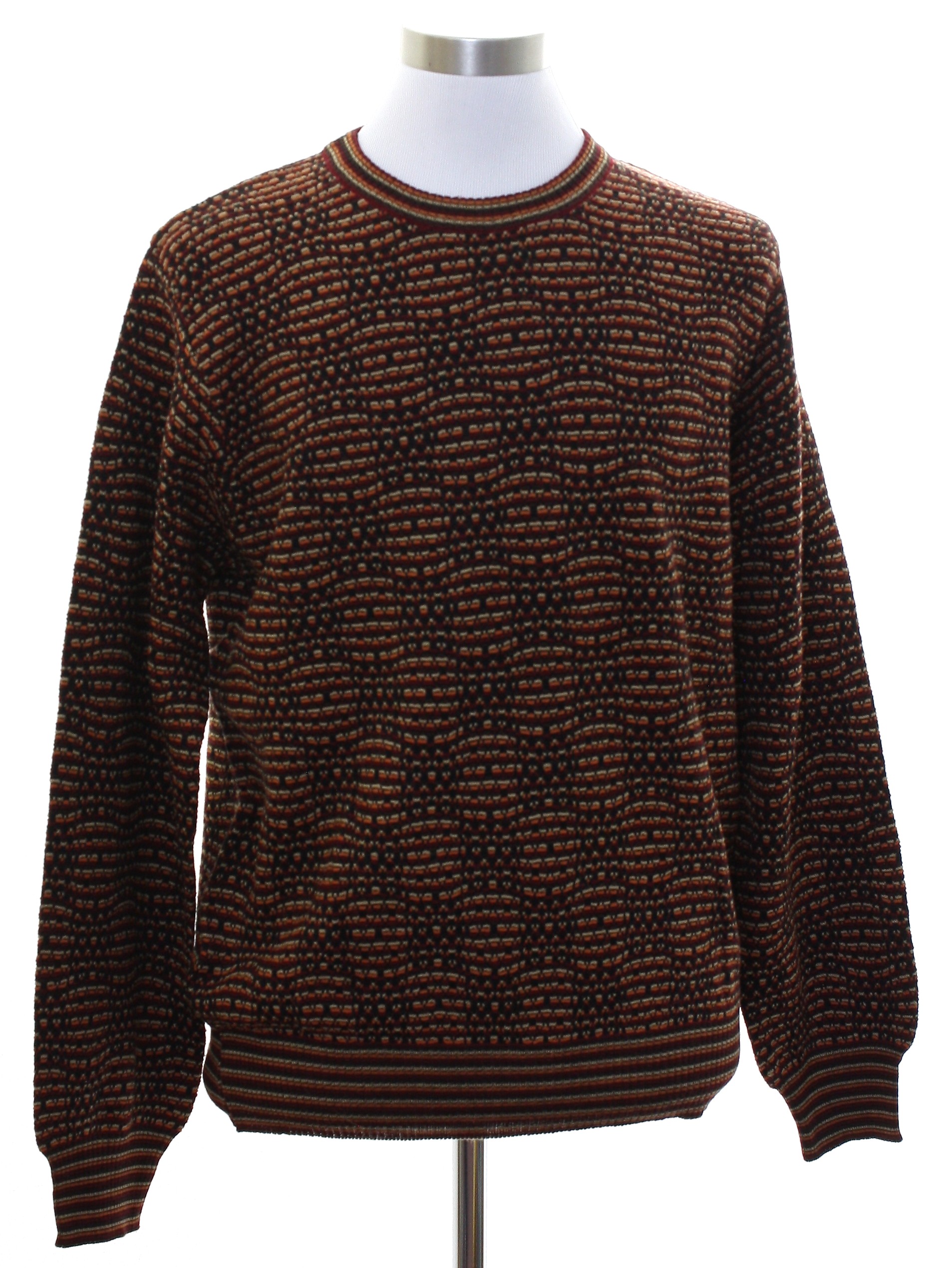 1990s Vintage Sweater: Early 90s -Travel Smith- Mens orange background ...