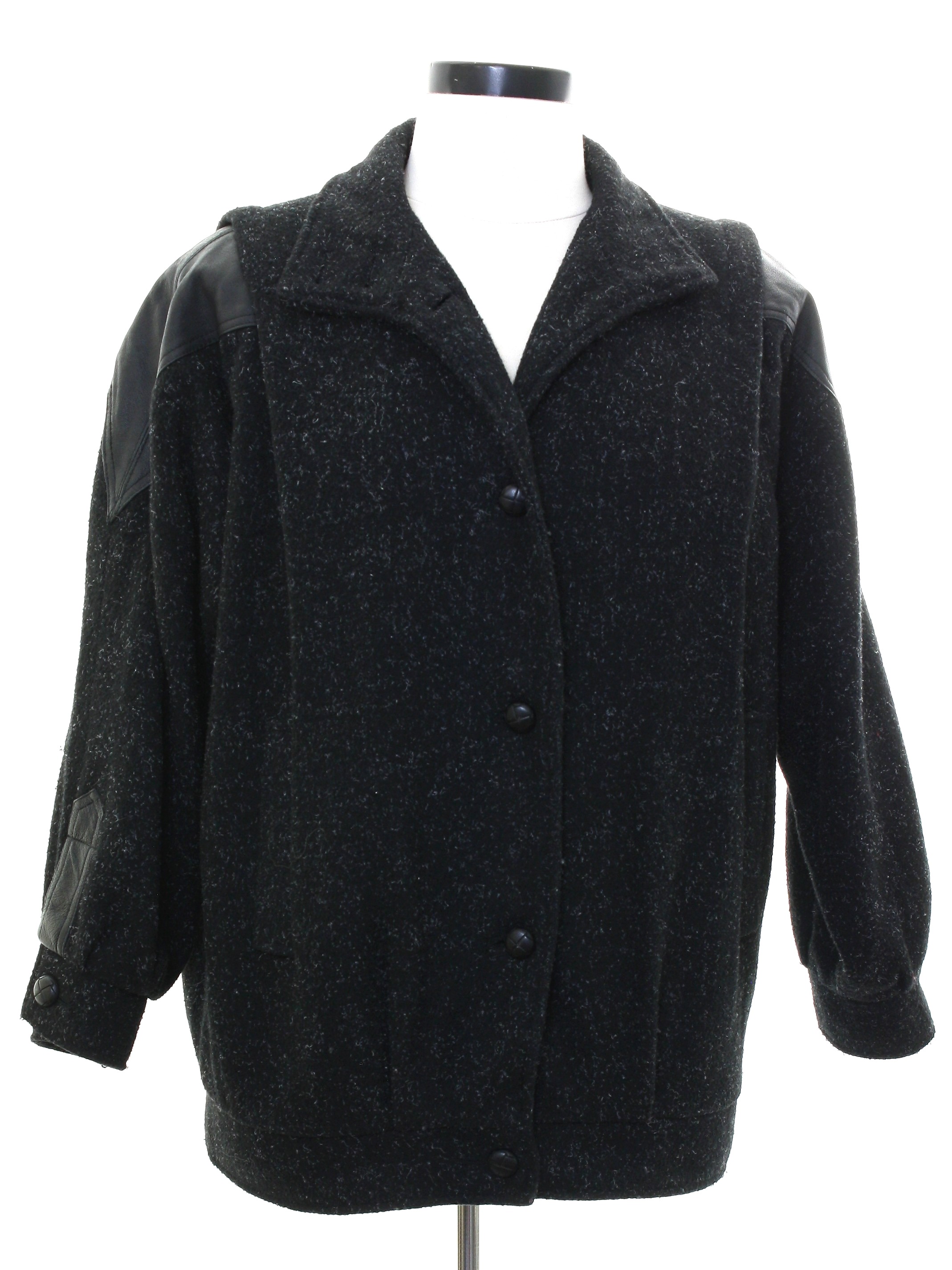 Otello Pelle 1980s Vintage Jacket: 80s -Otello Pelle- Womens black wool ...