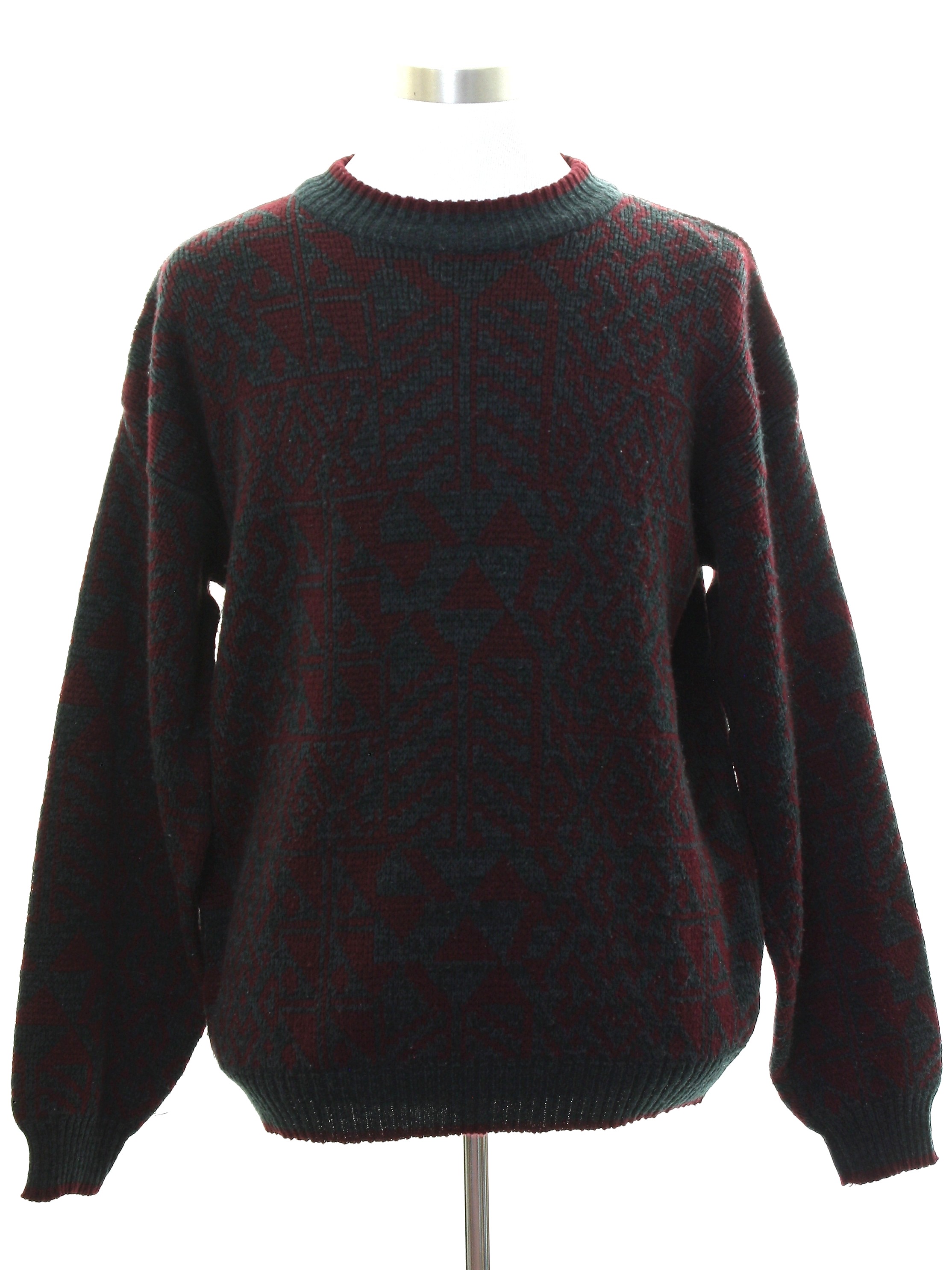 Eighties Vintage Sweater: 80s -The Mens Store at Sears- Mens maroon and ...
