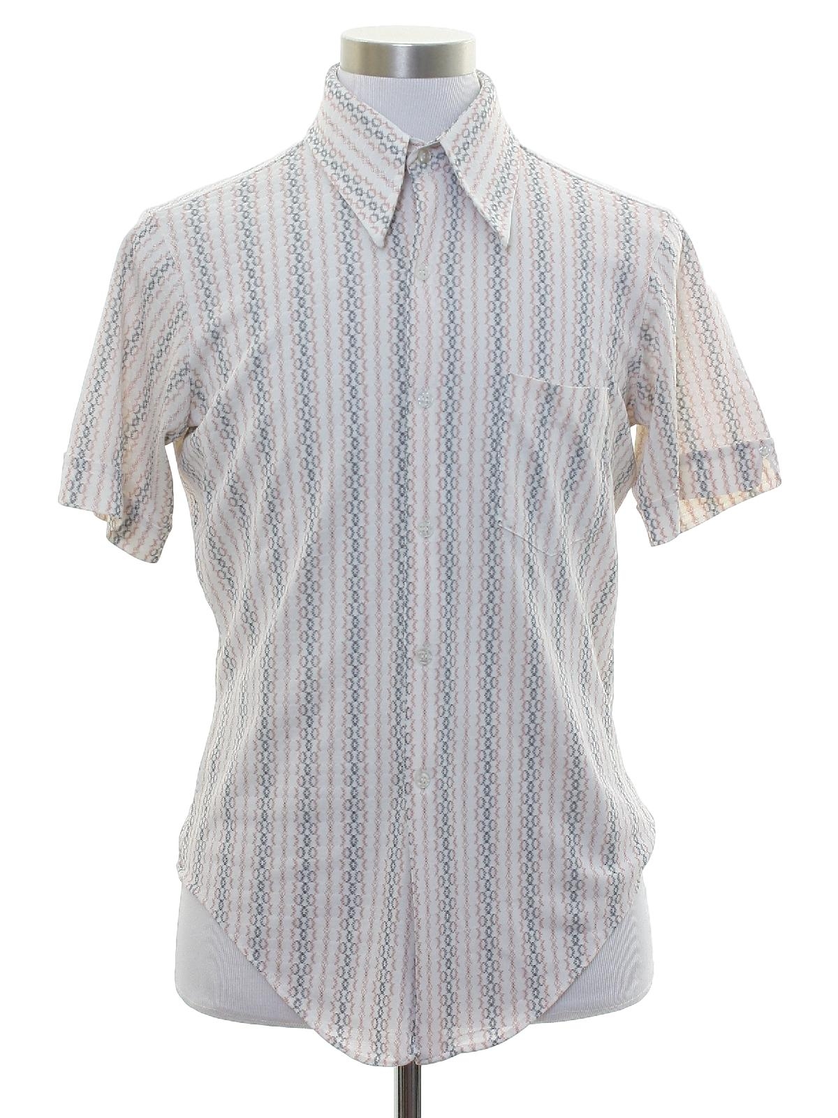 1970's Print Disco Shirt (Bardon Inc): 70s -Bardon Inc- Mens white ...