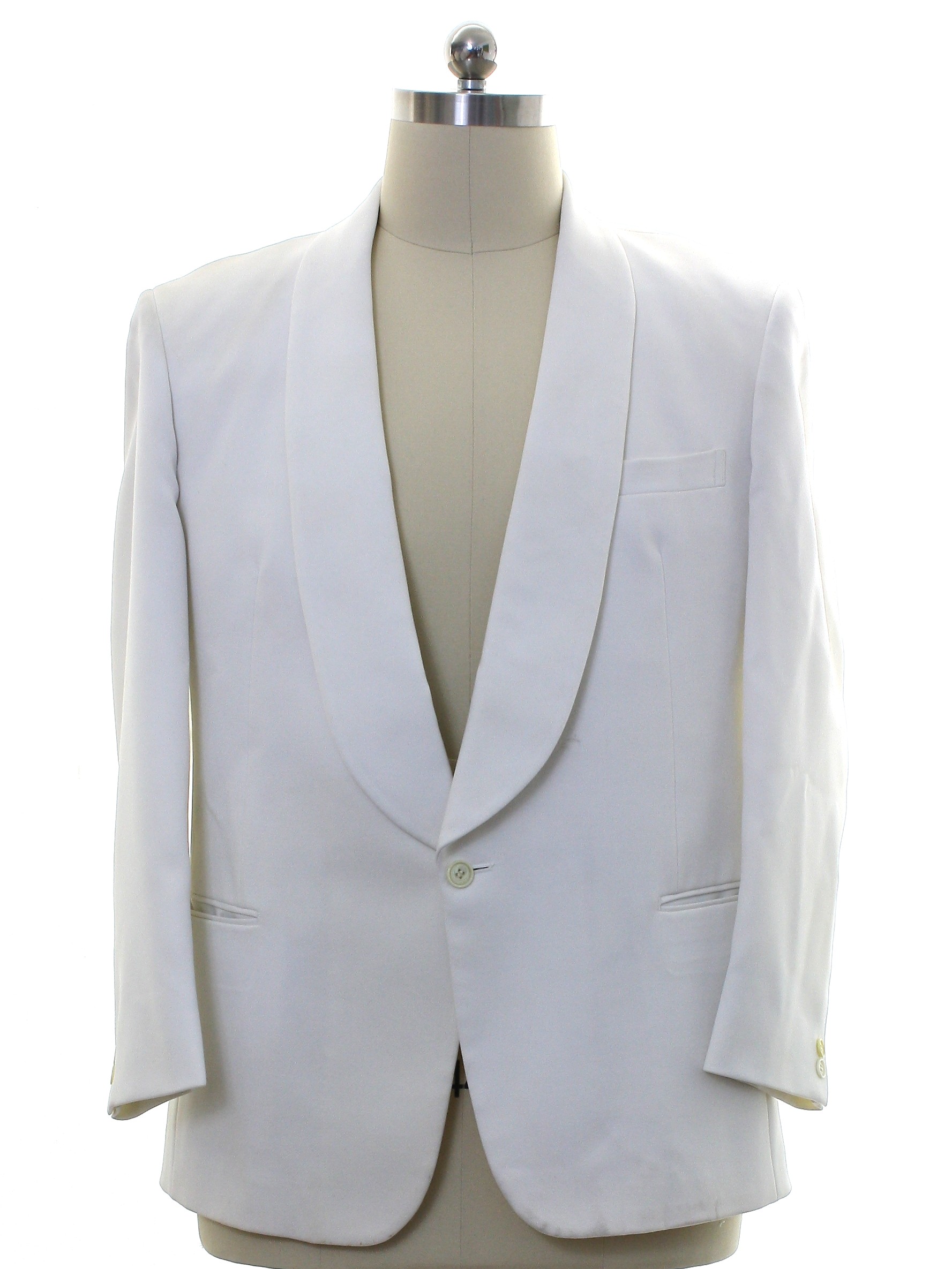 90's Jacket: 90s -No Label- Mens white polyester gabardine tuxedo ...