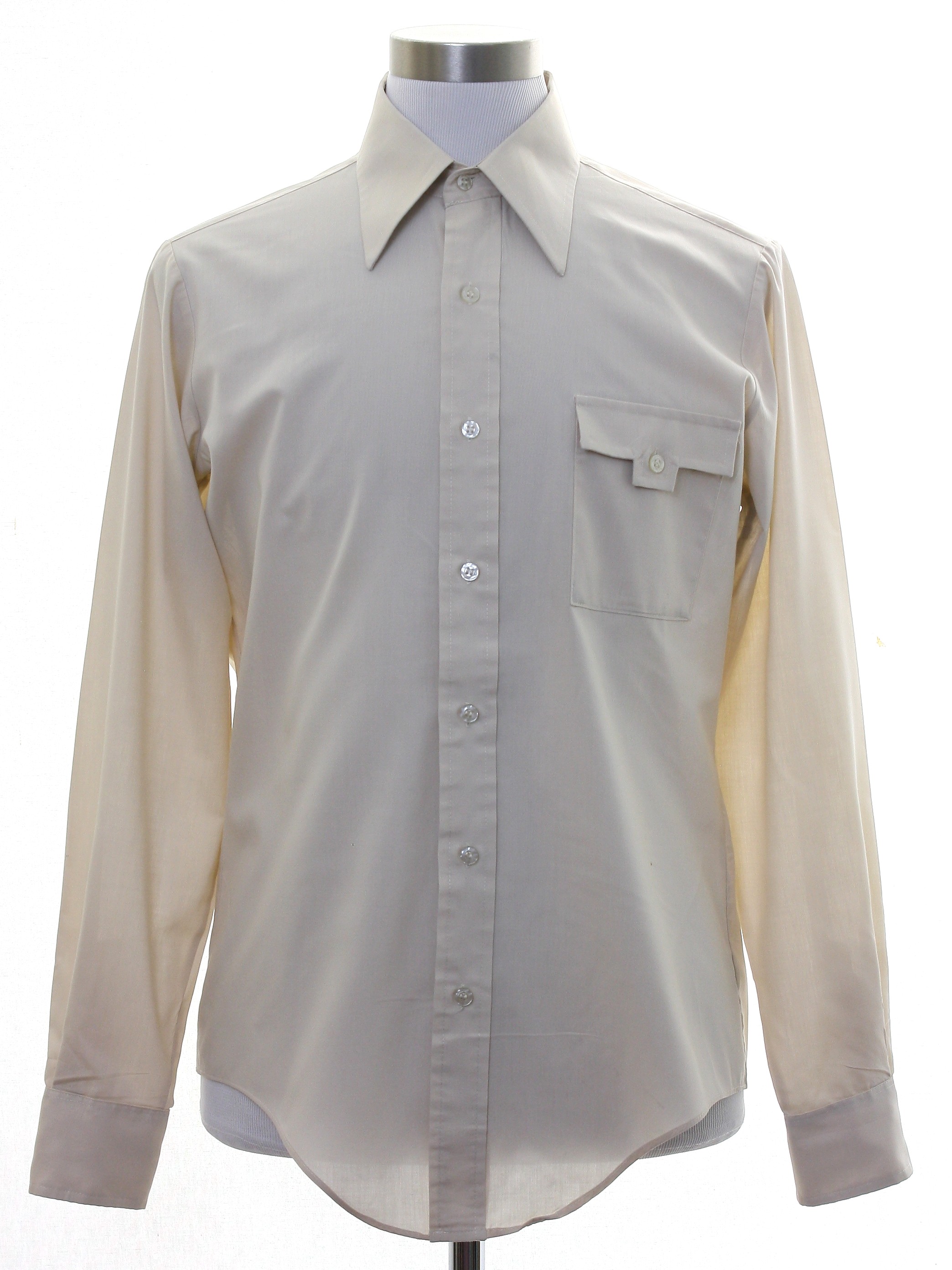 Vintage 1960's Shirt: Late 60s -Brigade Permanent Press- Mens pale tan ...